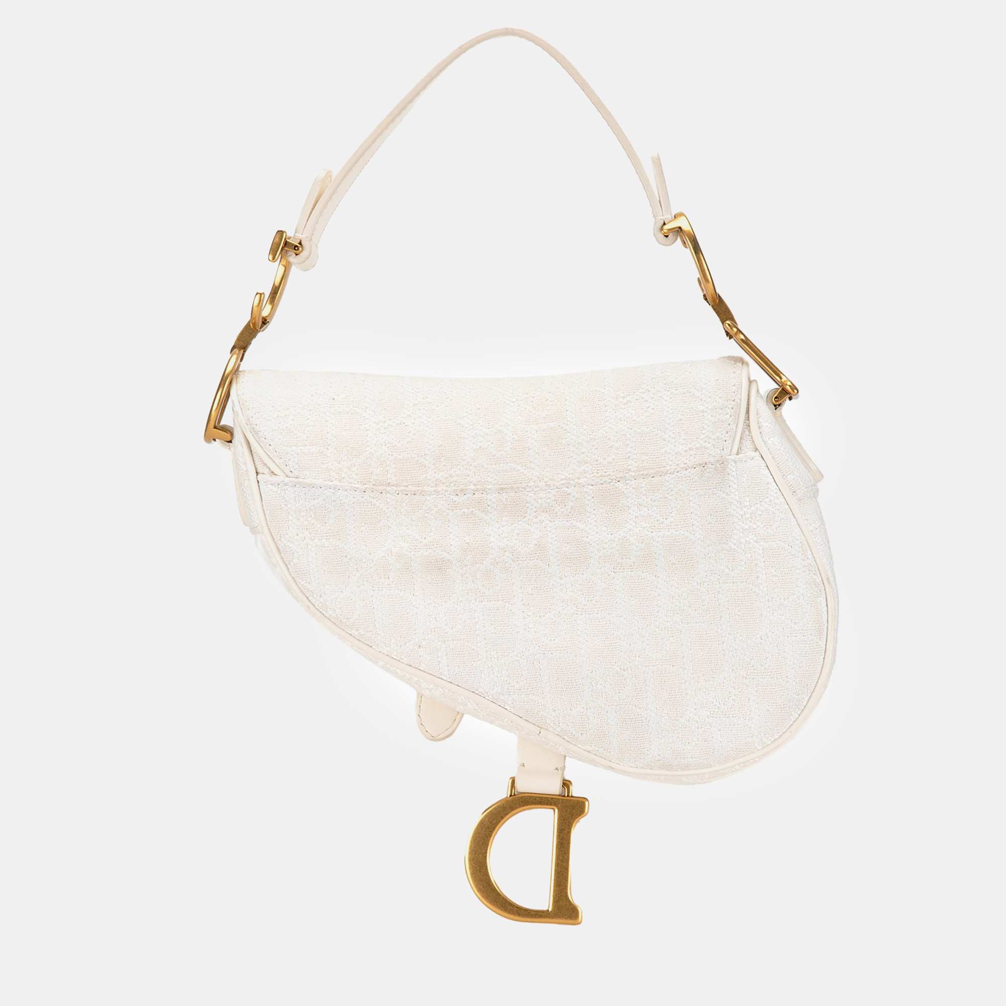 Dior Beige Canvas Mini Oblique Saddle Bag