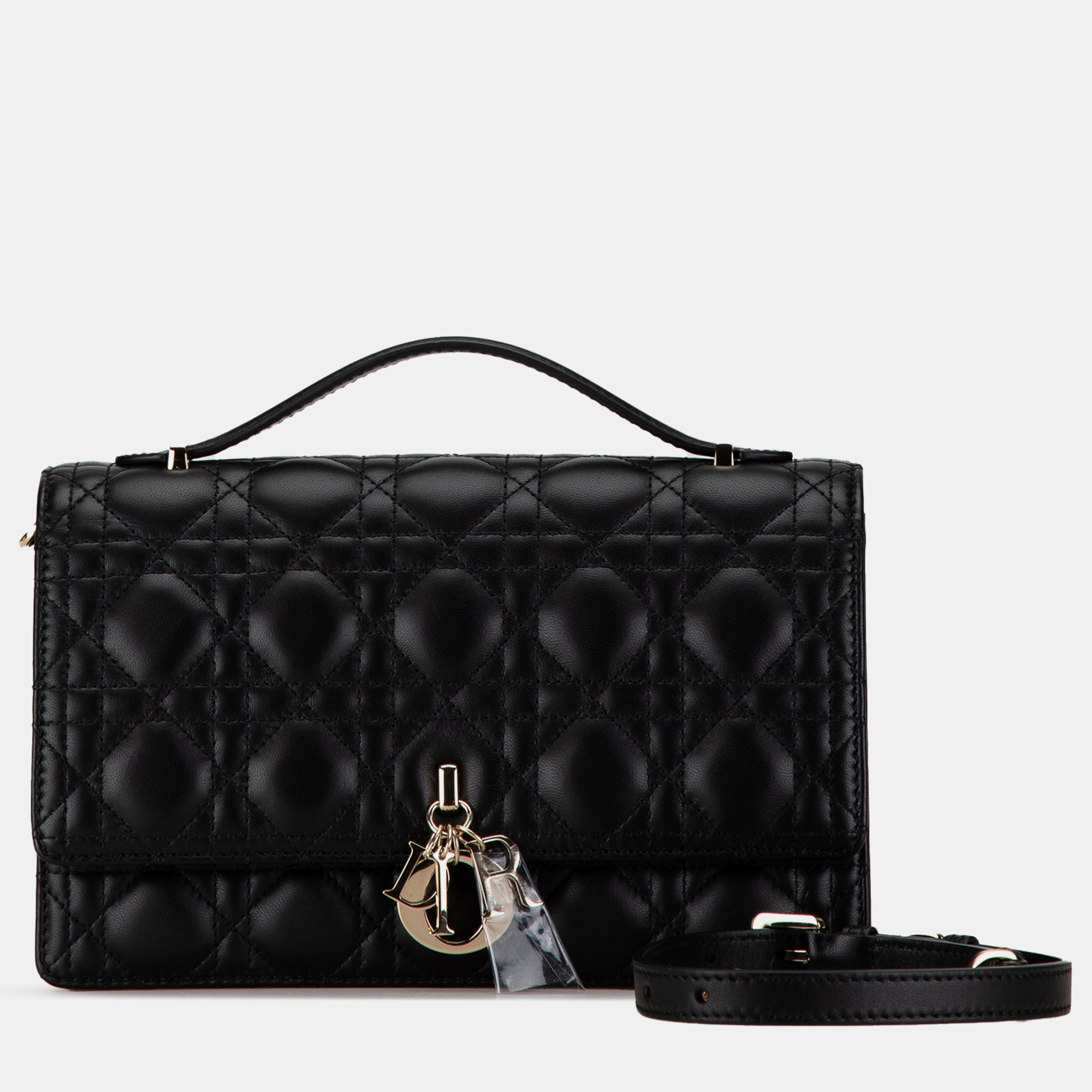 Dior Black Lambskin Cannage My Dior Top Handle Bag