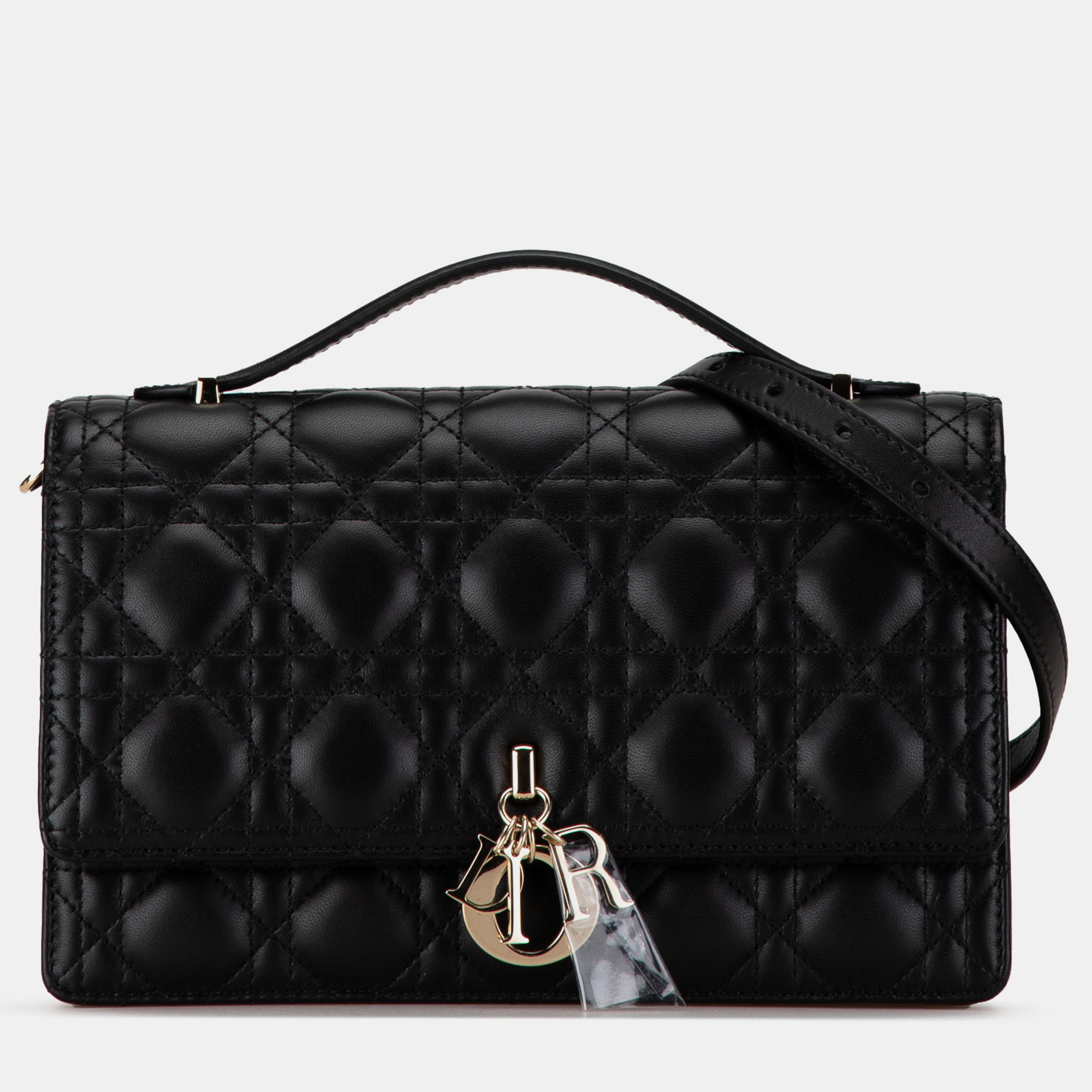 Dior Black Lambskin Cannage My Dior Top Handle Bag