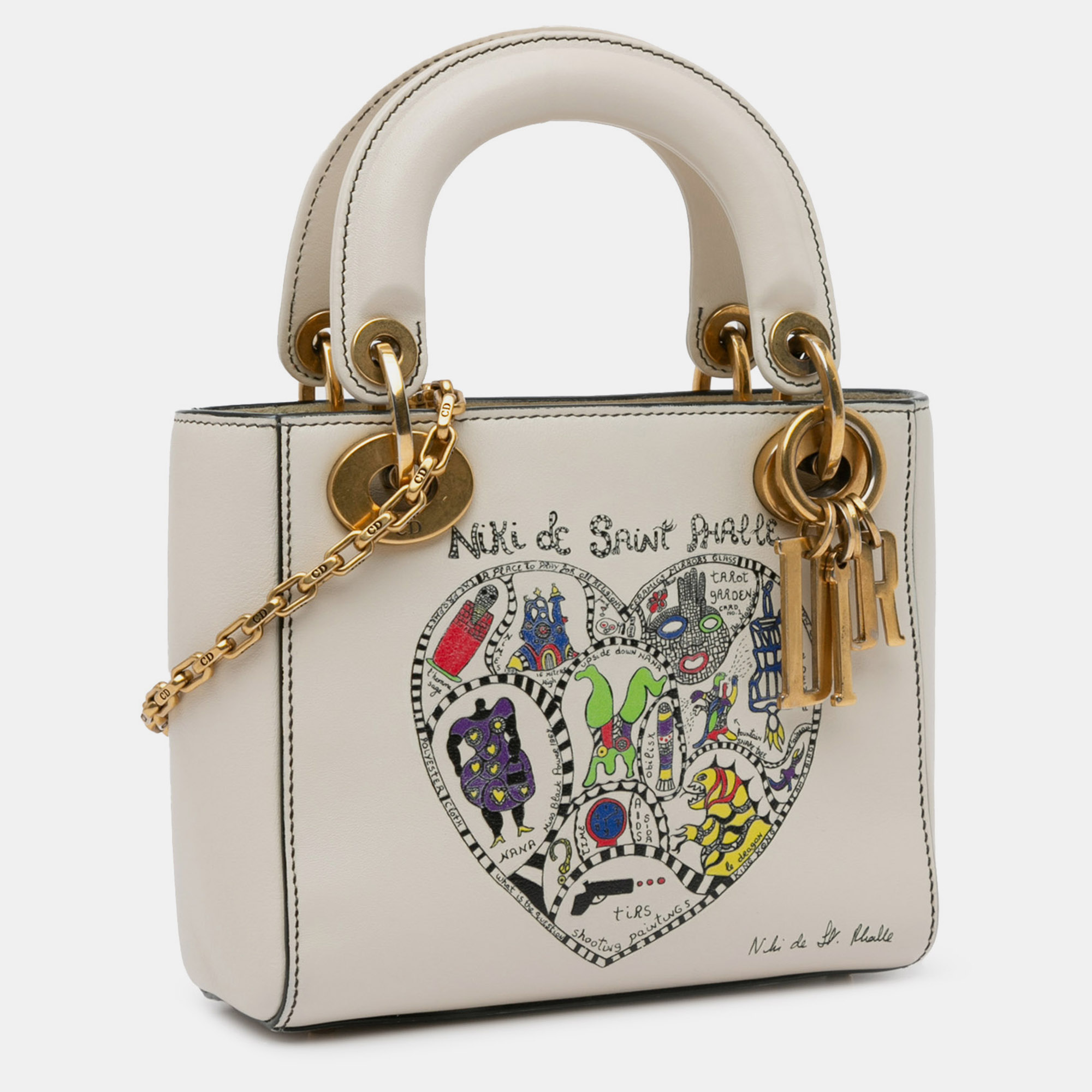 Dior White Leather Niki De Saint Phalle Mini Lady Dior Bag