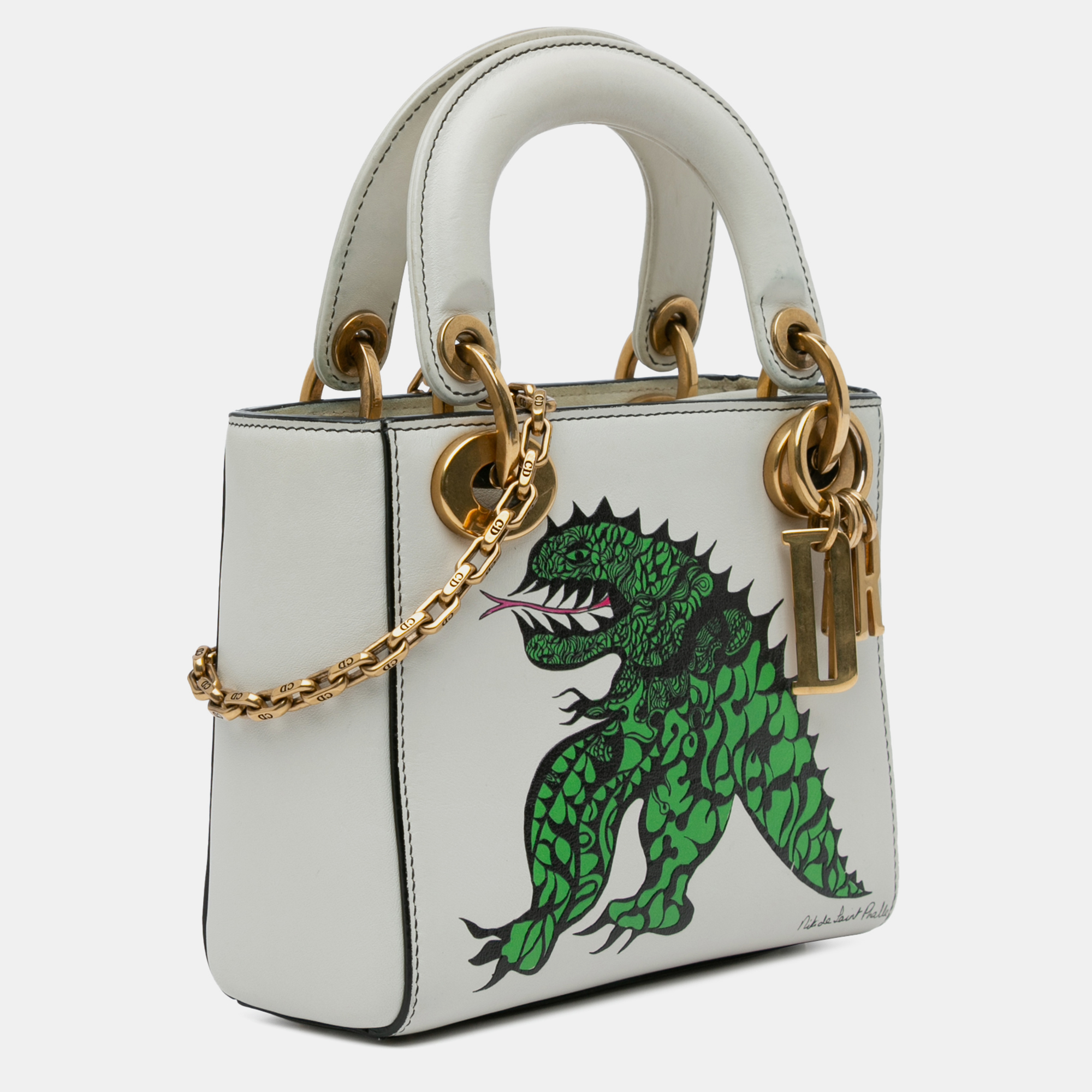 Dior White Leather Limited Edition Niki De Saint Phalle Mini Dragon Lady Dior Bag