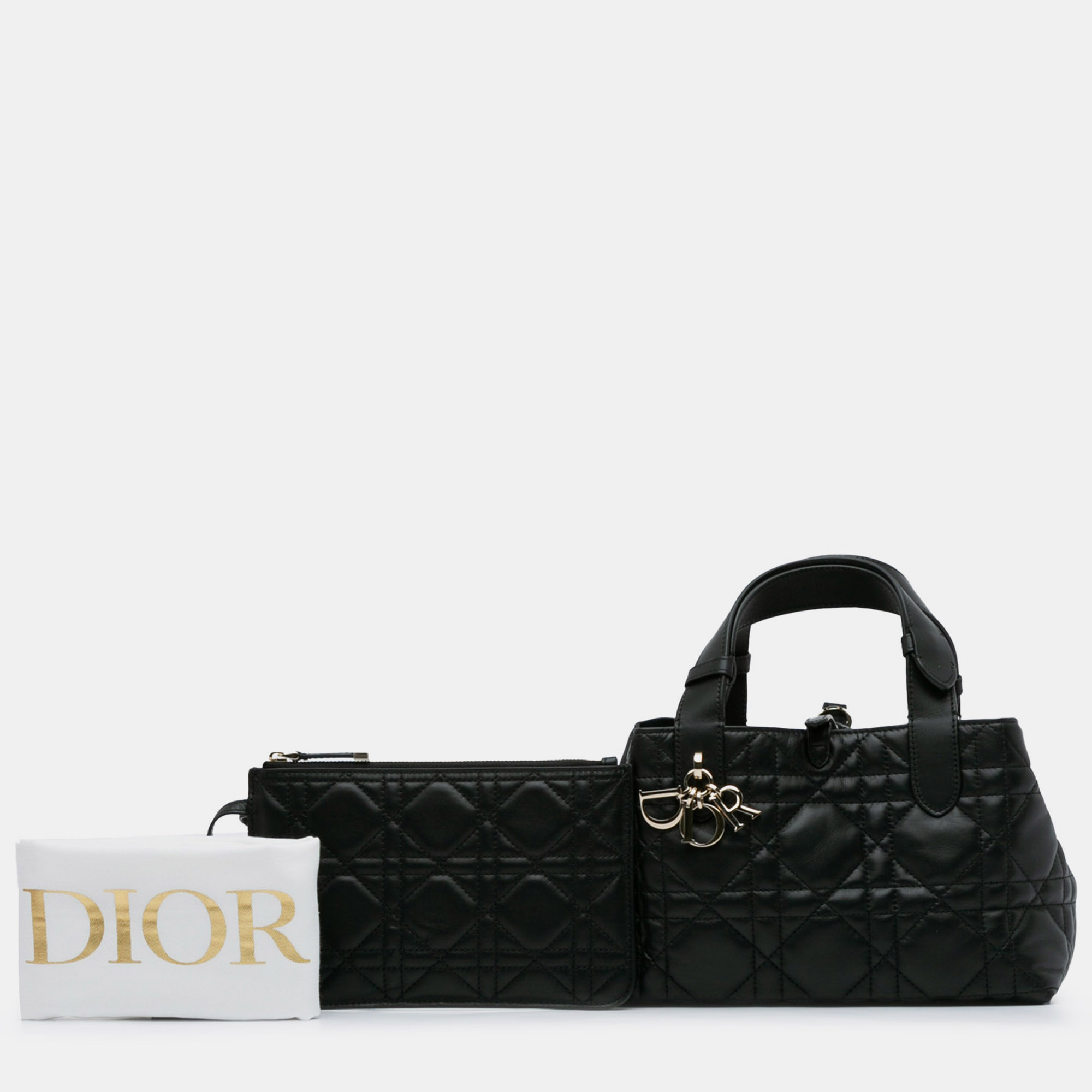 Dior Black Leather Macrocannage Toujours Small Shoulder Bag