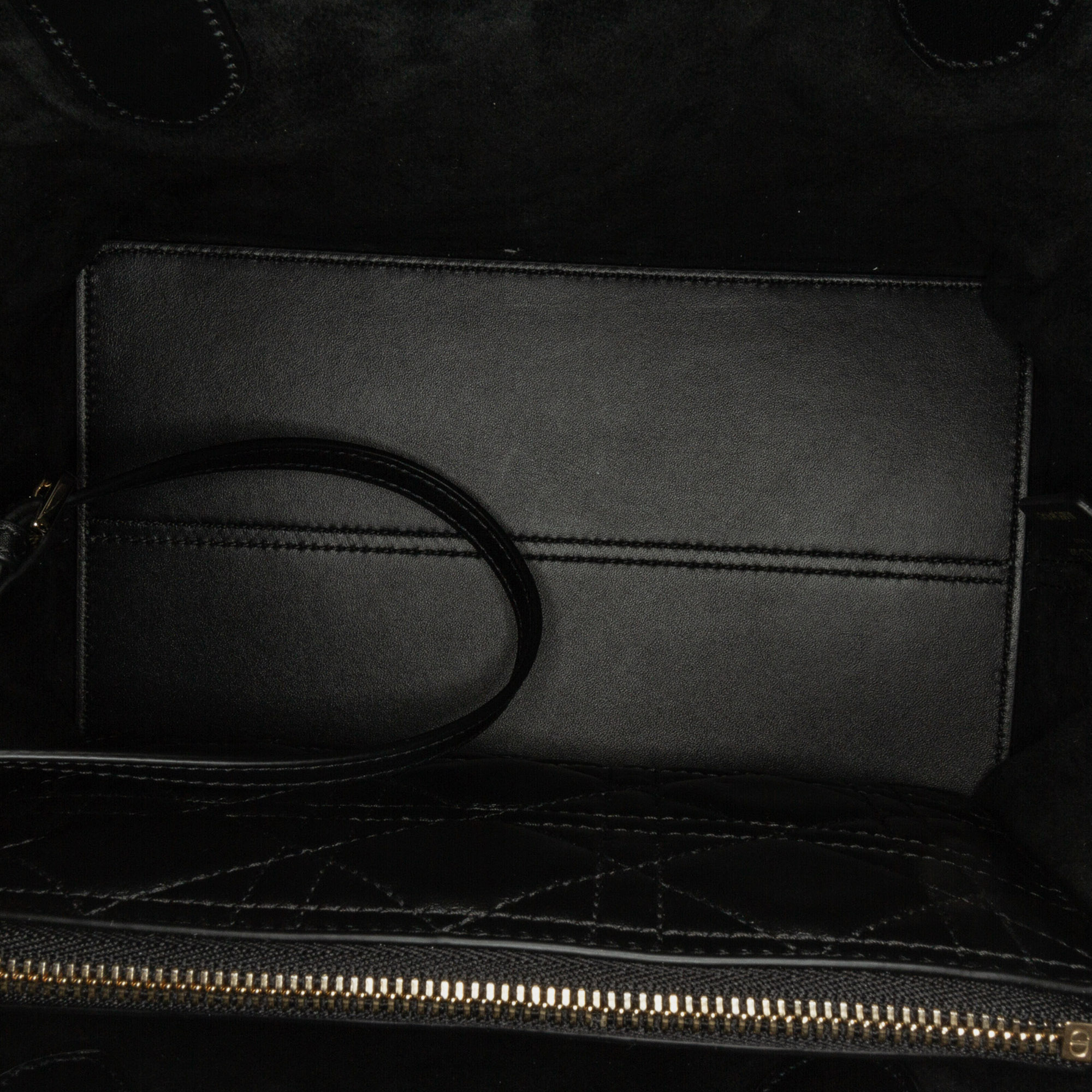 Dior Black Leather Macrocannage Toujours Small Shoulder Bag