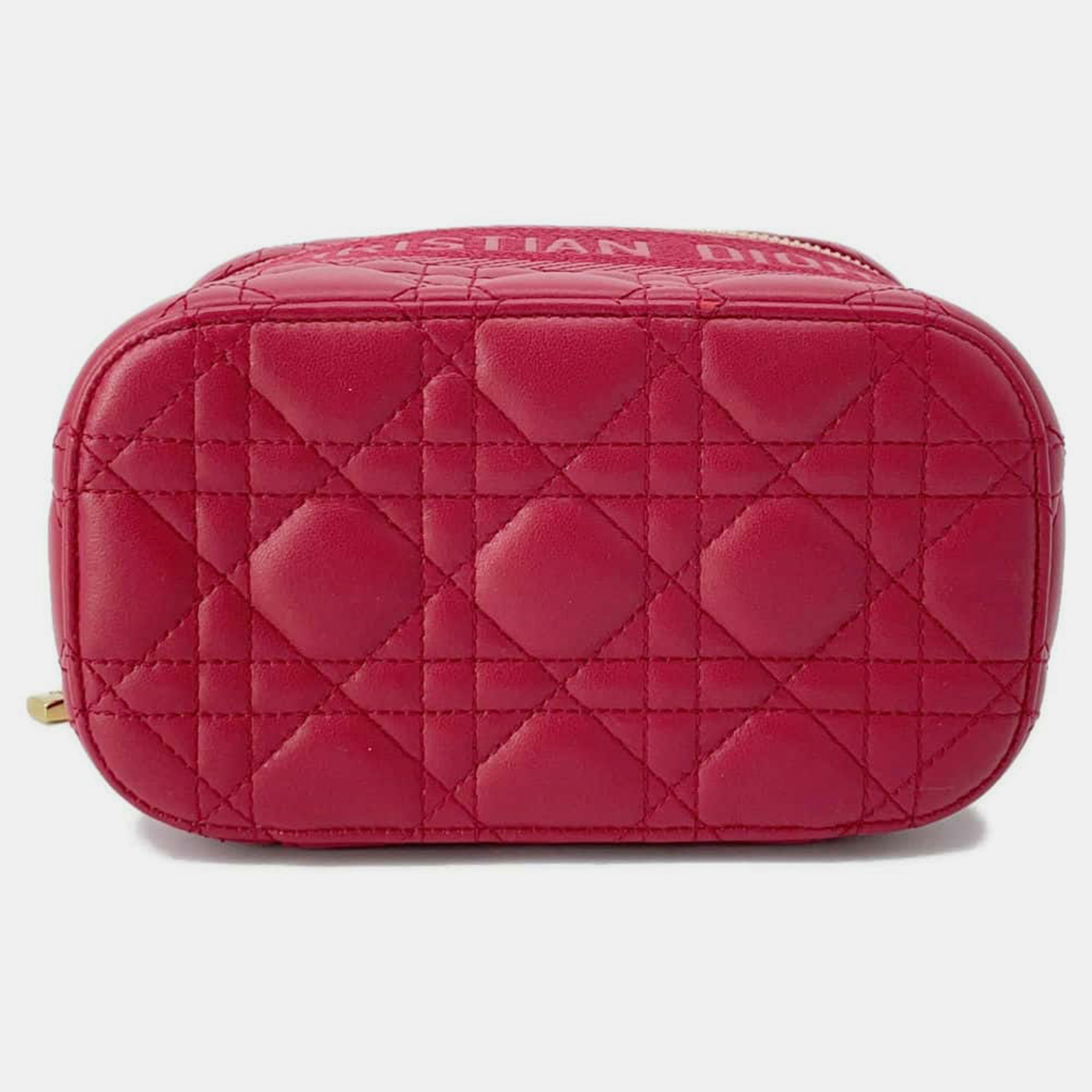 Dior Red Lambskin Leather Small Vanity Case Shoulder Bag