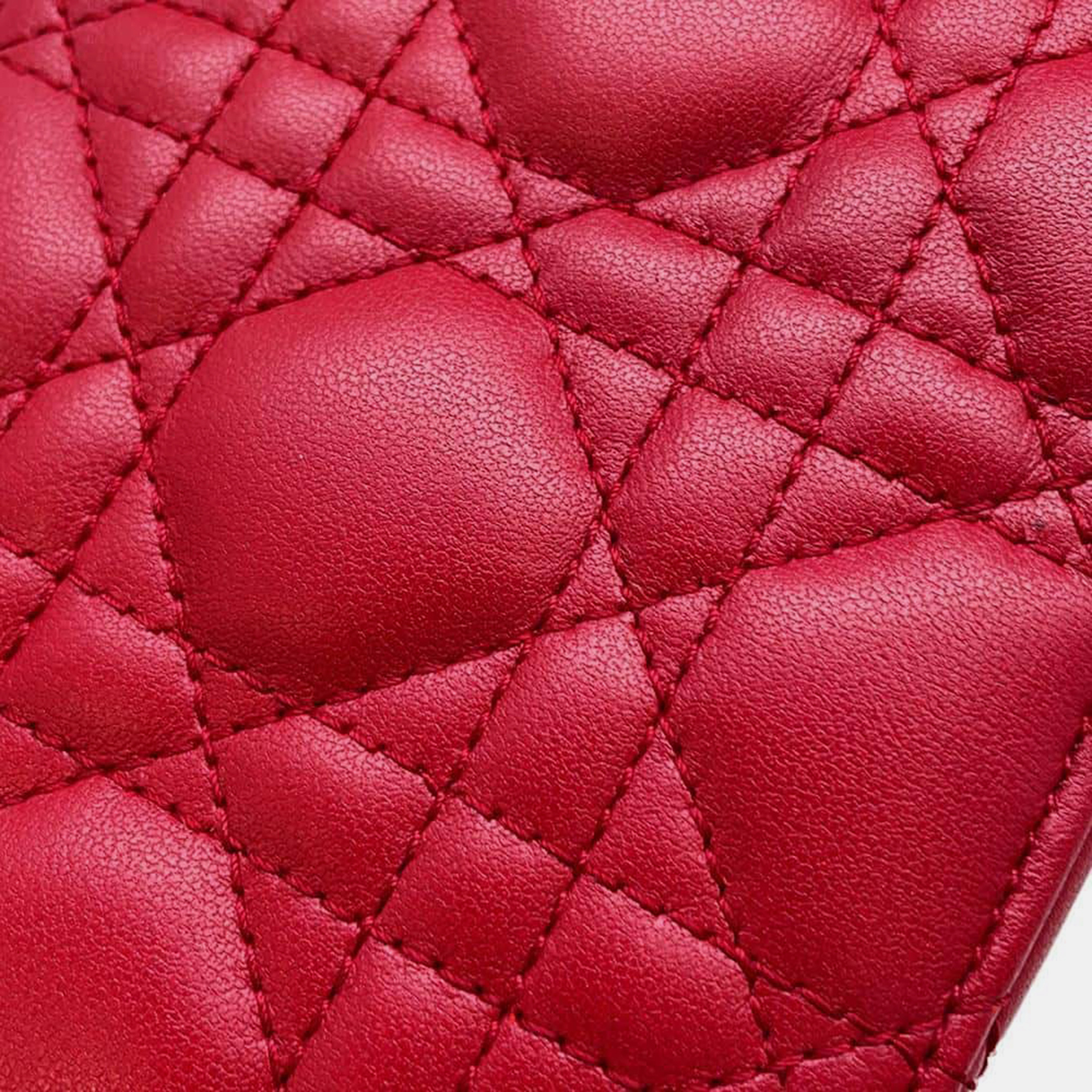 Dior Red Lambskin Leather Small Vanity Case Shoulder Bag