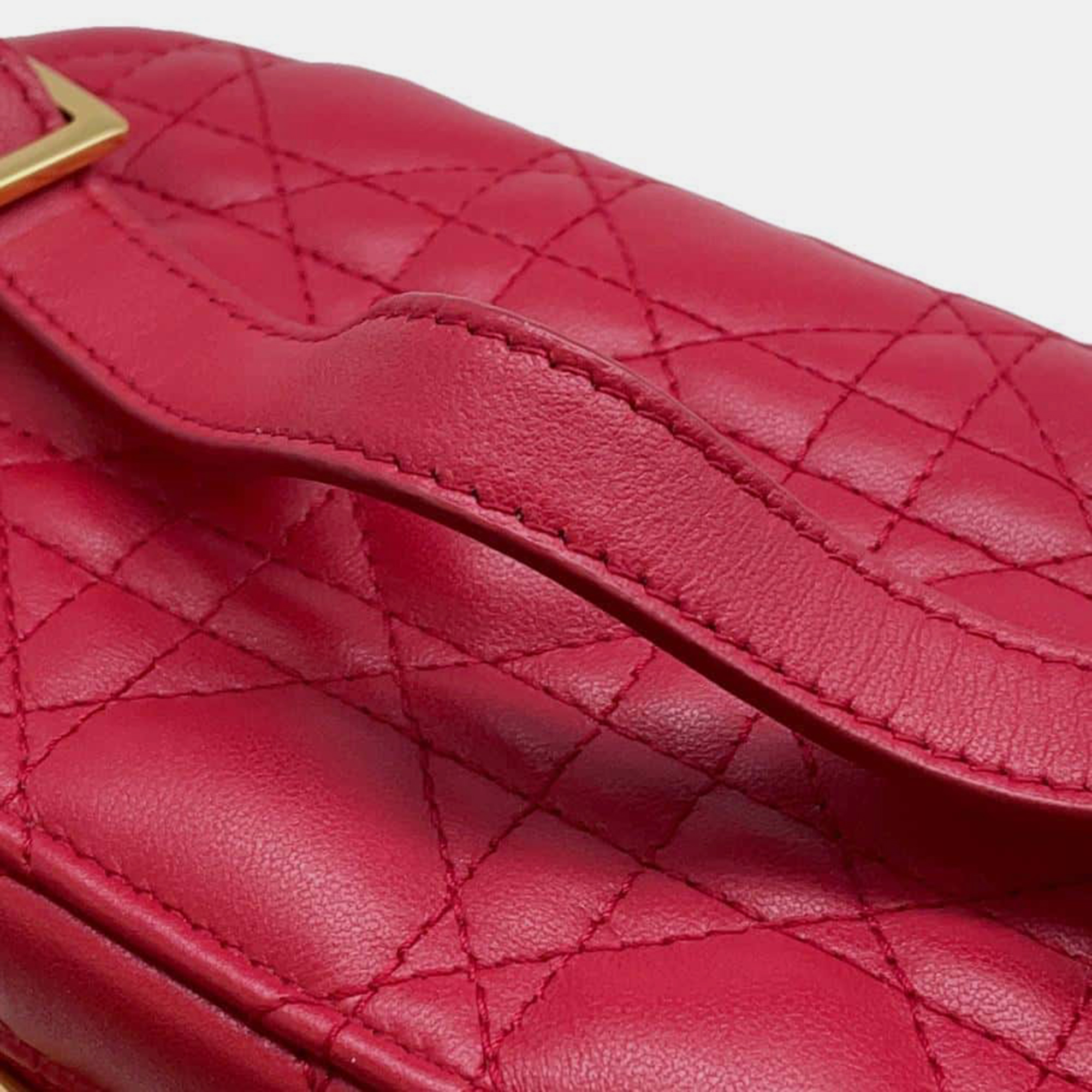 Dior Red Lambskin Leather Small Vanity Case Shoulder Bag