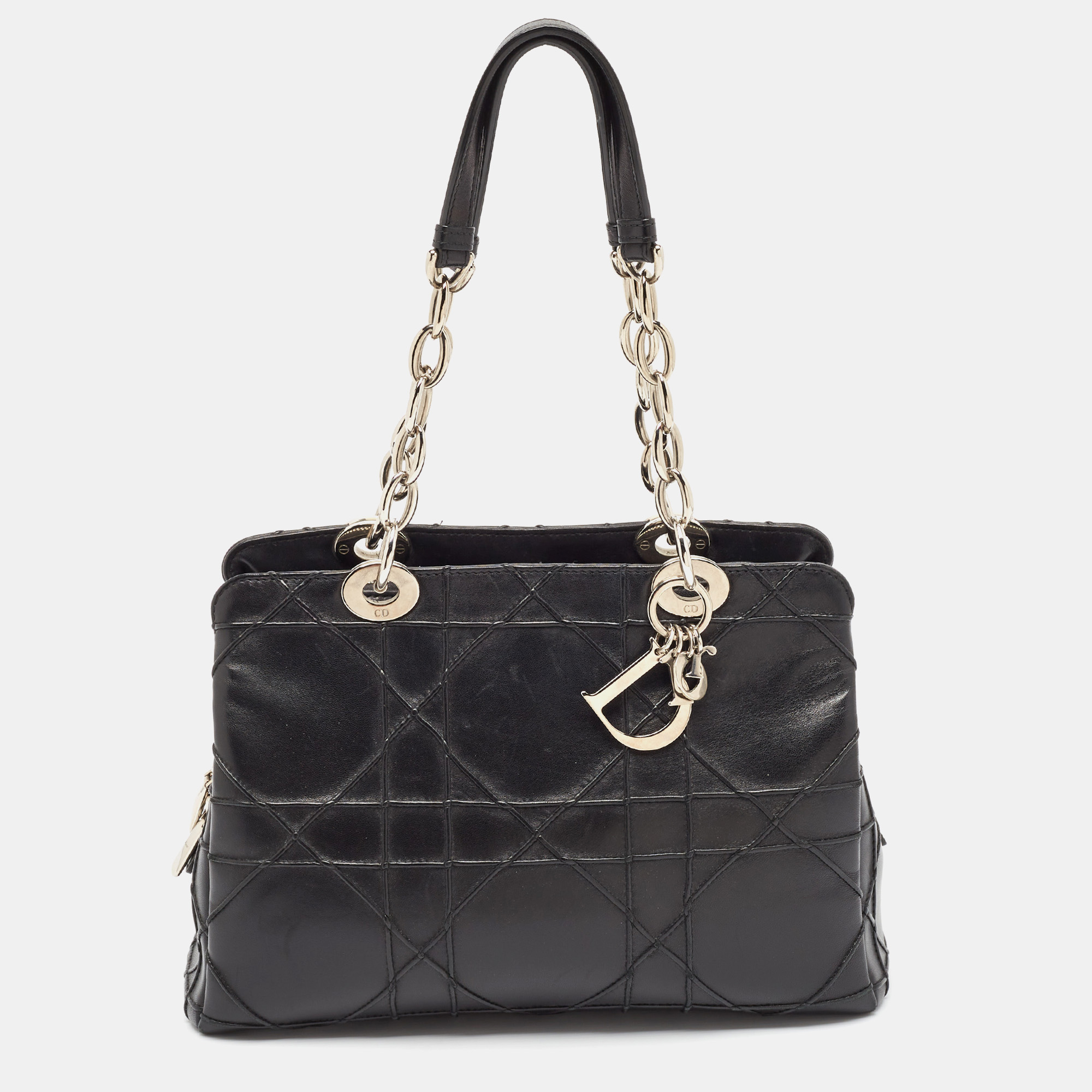 Dior Black Macrocannage Leather Soft Chain Tote