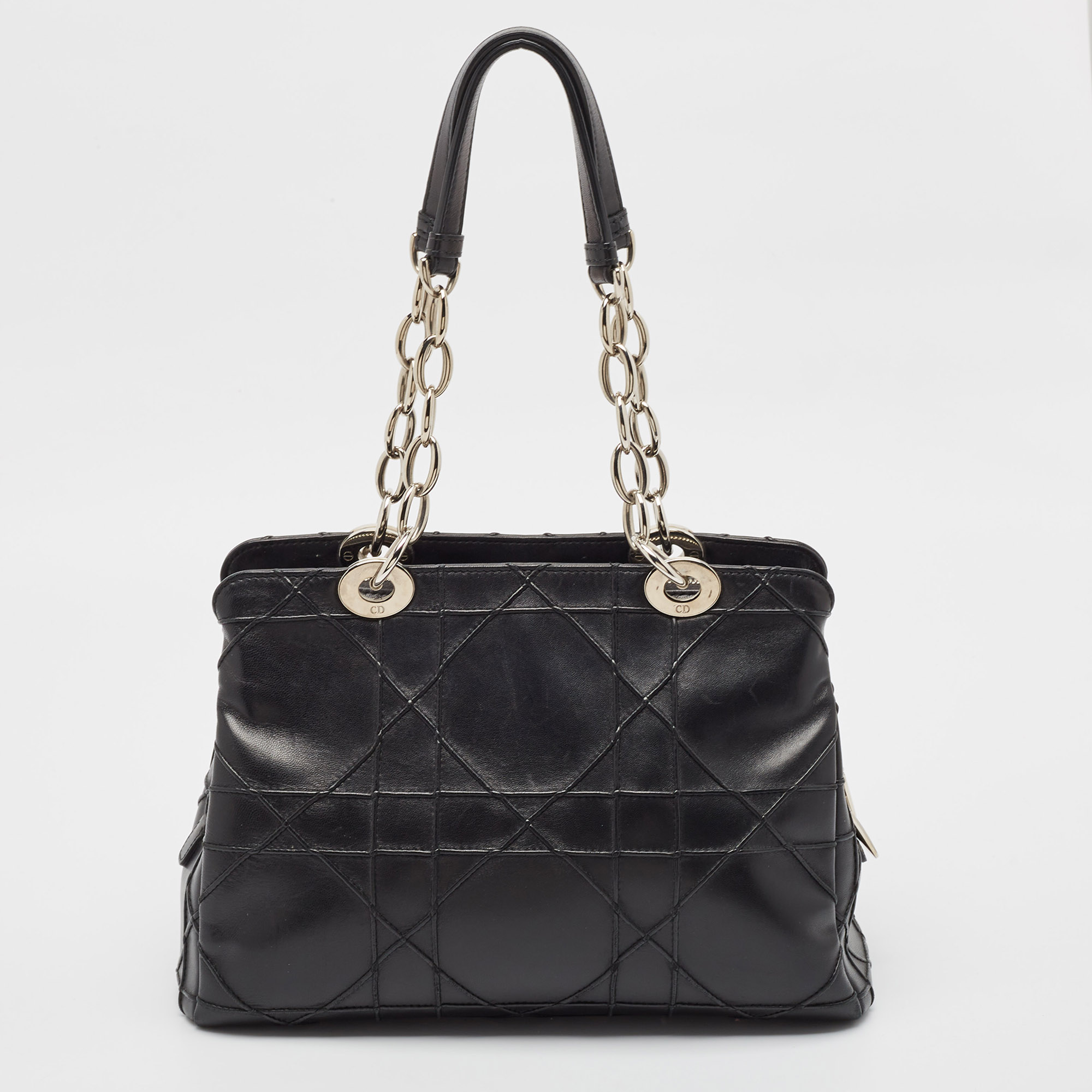 Dior Black Macrocannage Leather Soft Chain Tote