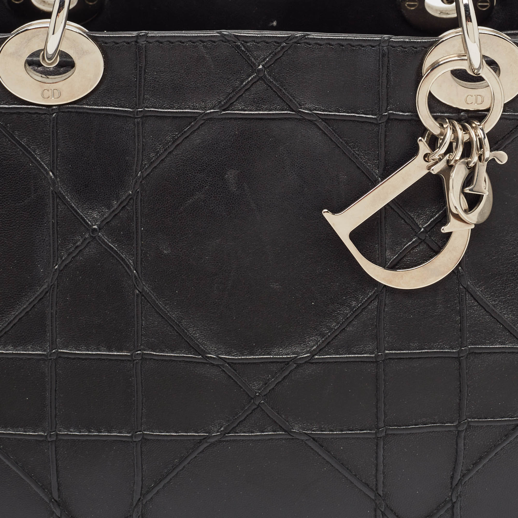 Dior Black Macrocannage Leather Soft Chain Tote