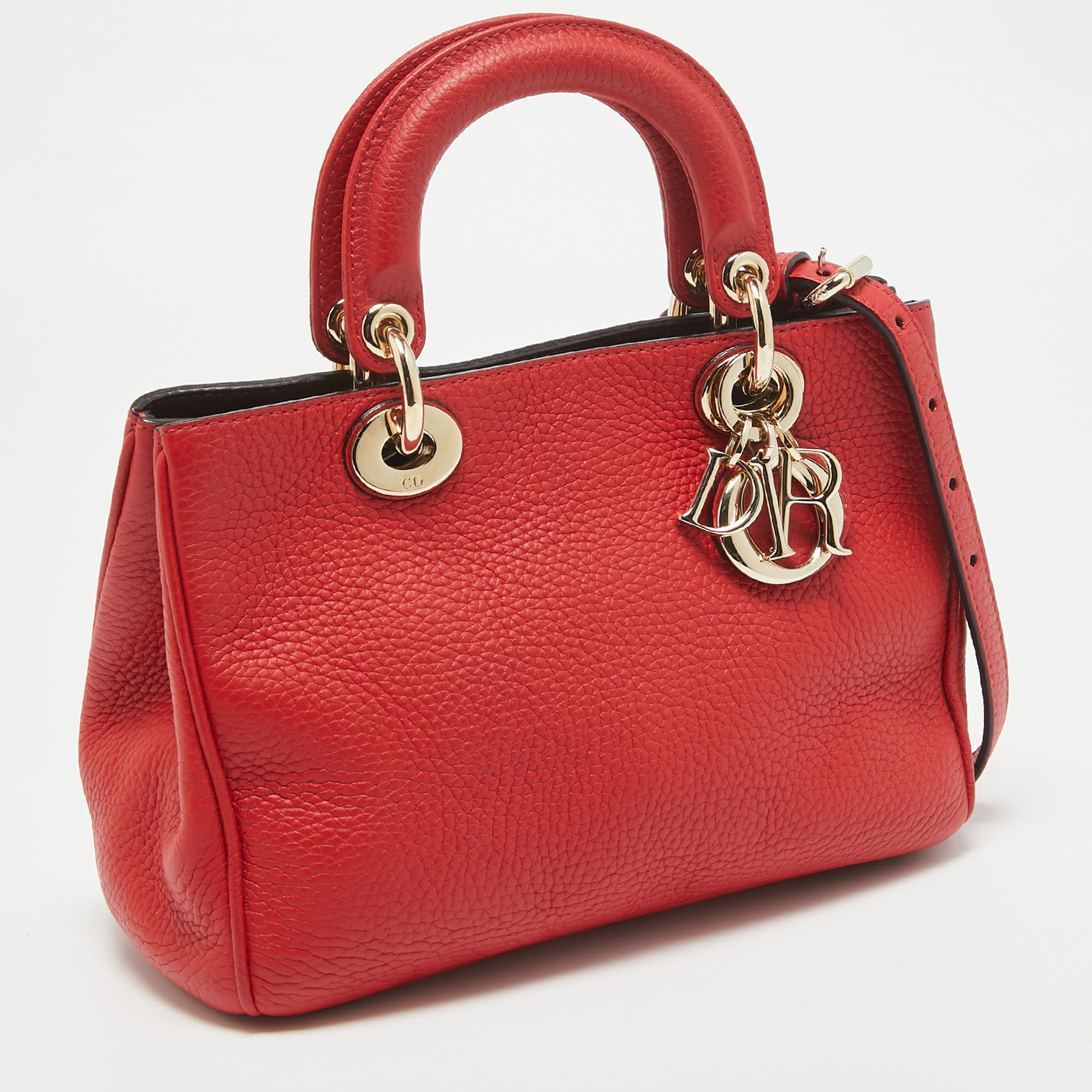 Dior Red Leather Small Diorissimo Tote