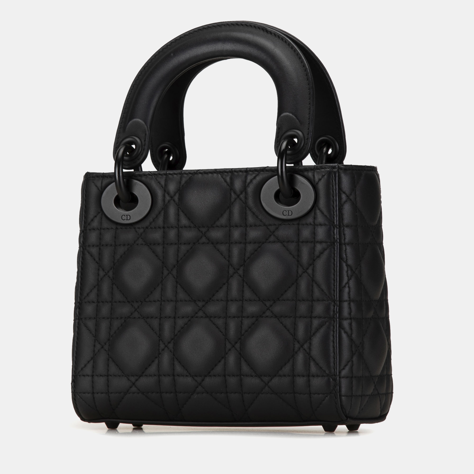 Dior Black Ultra Matte Calfskin Cannage Mini Lady Dior Bag