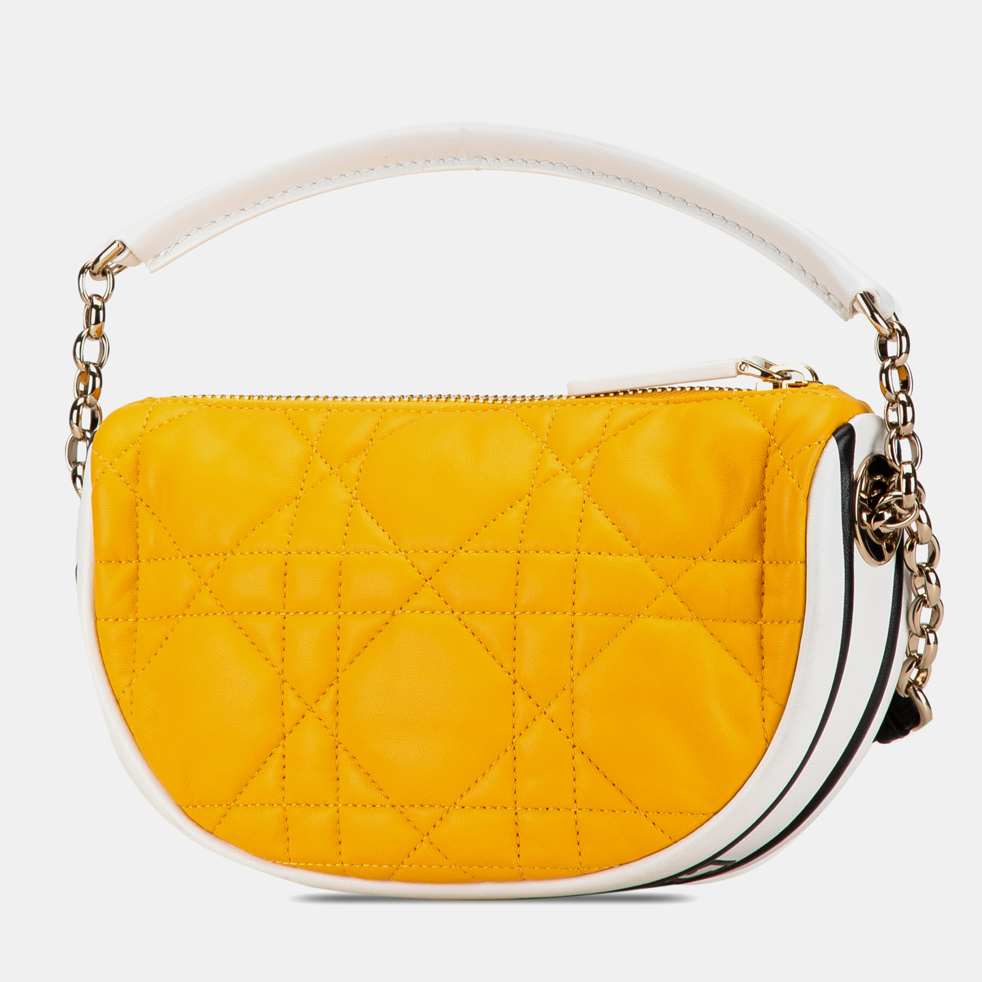 Dior Yellow Lambskin Cannage Dior Vibe Small Hobo