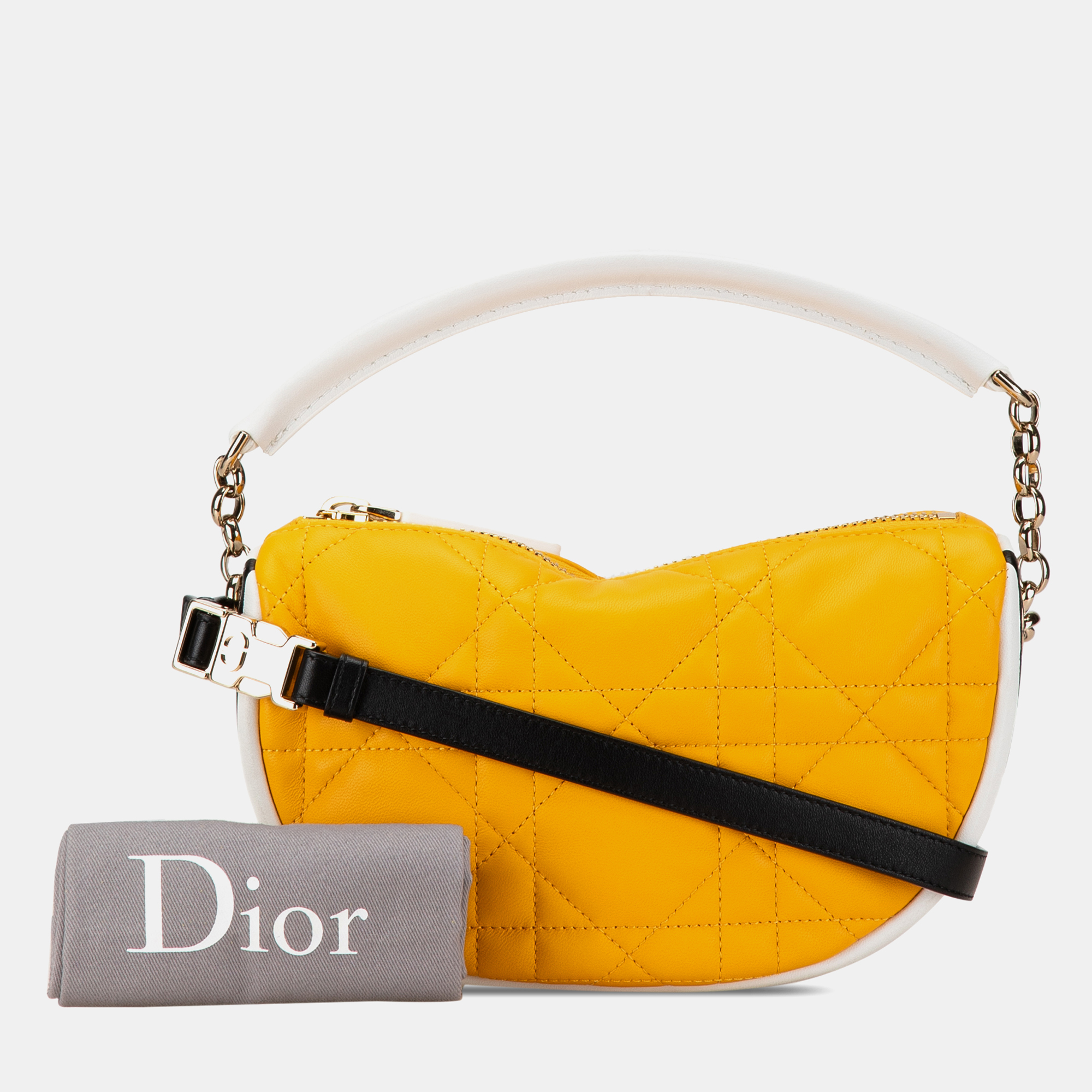 Dior Yellow Lambskin Cannage Dior Vibe Small Hobo