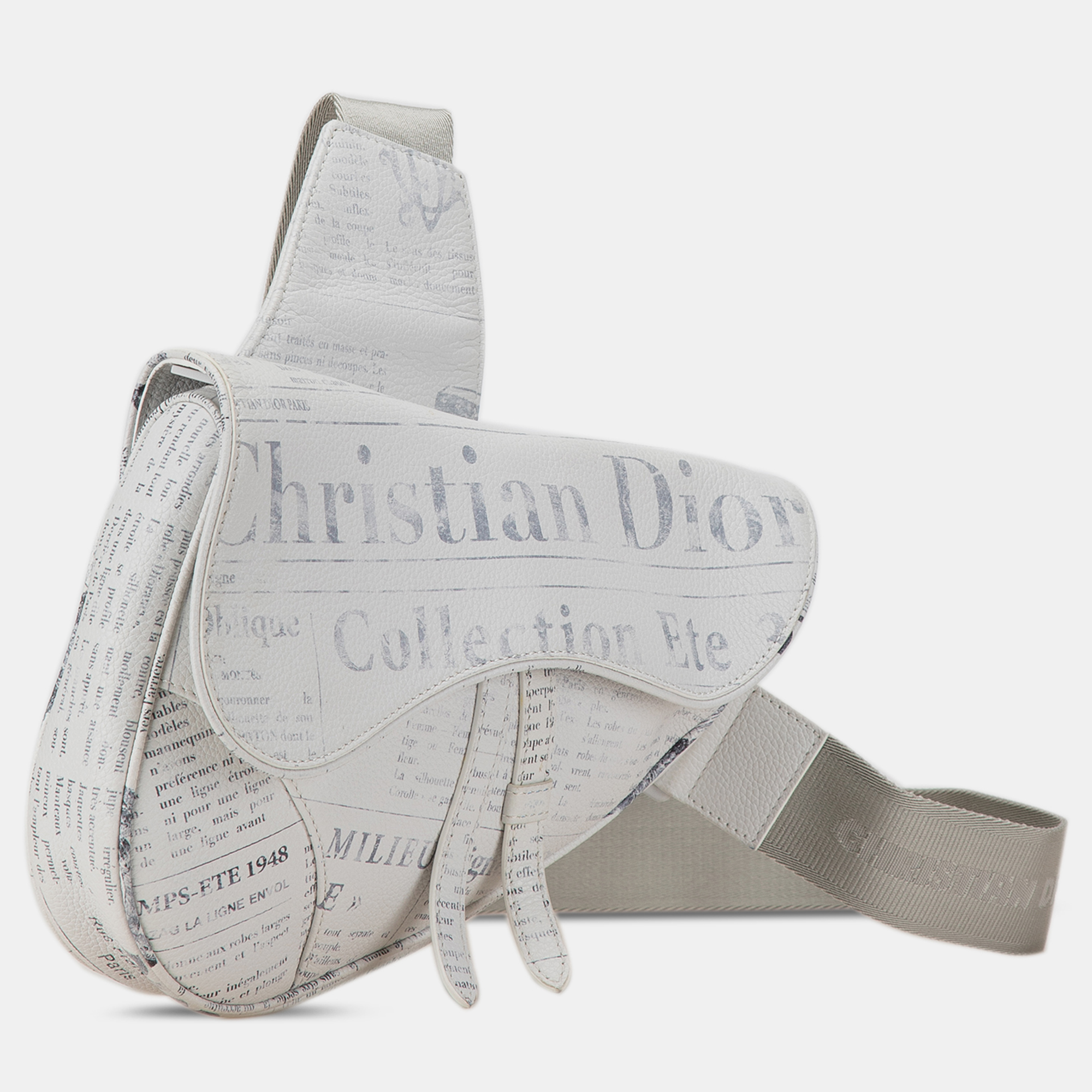 Dior Daniel Arsham Newspaper Print Saddle Bag