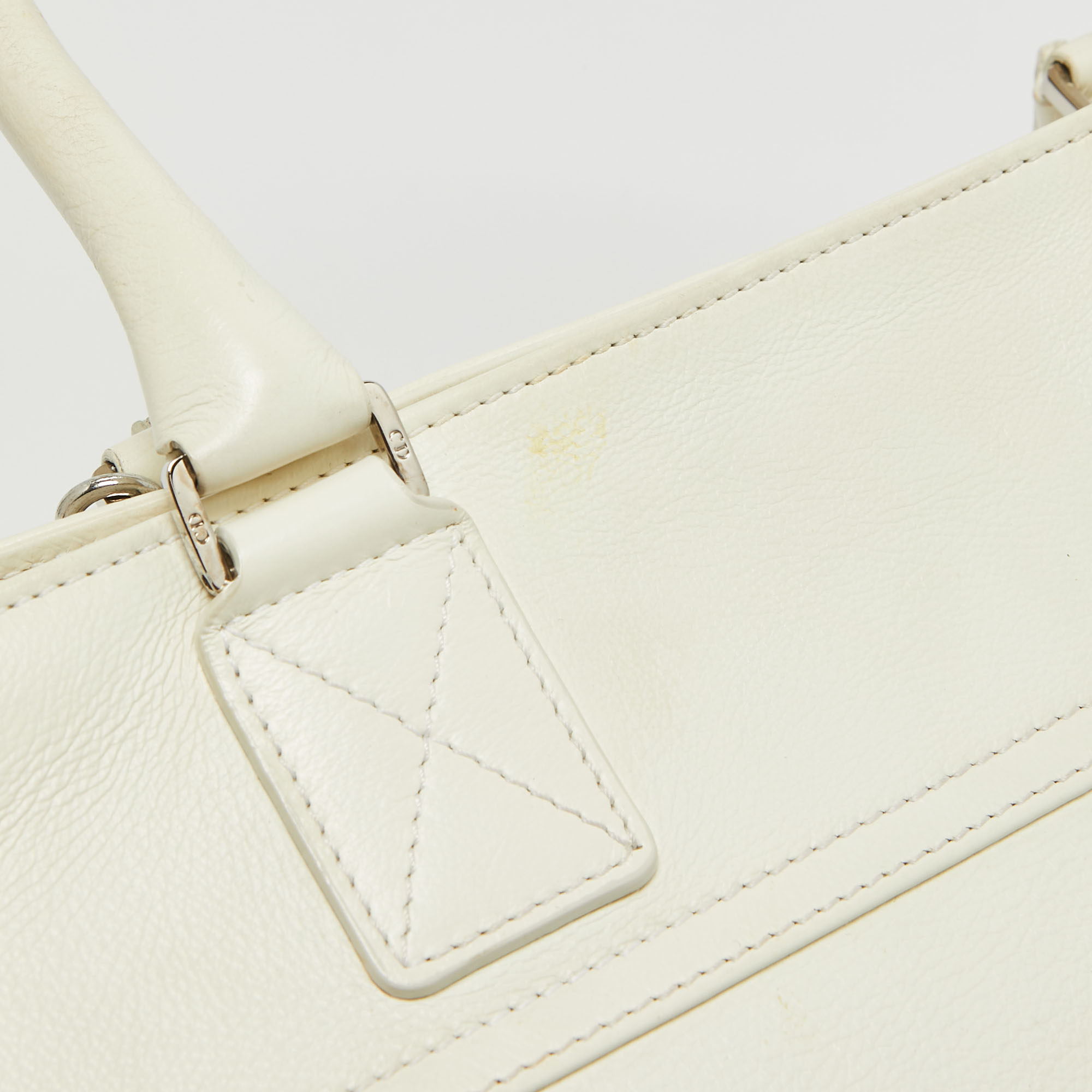 Dior White Leather Flight Tote