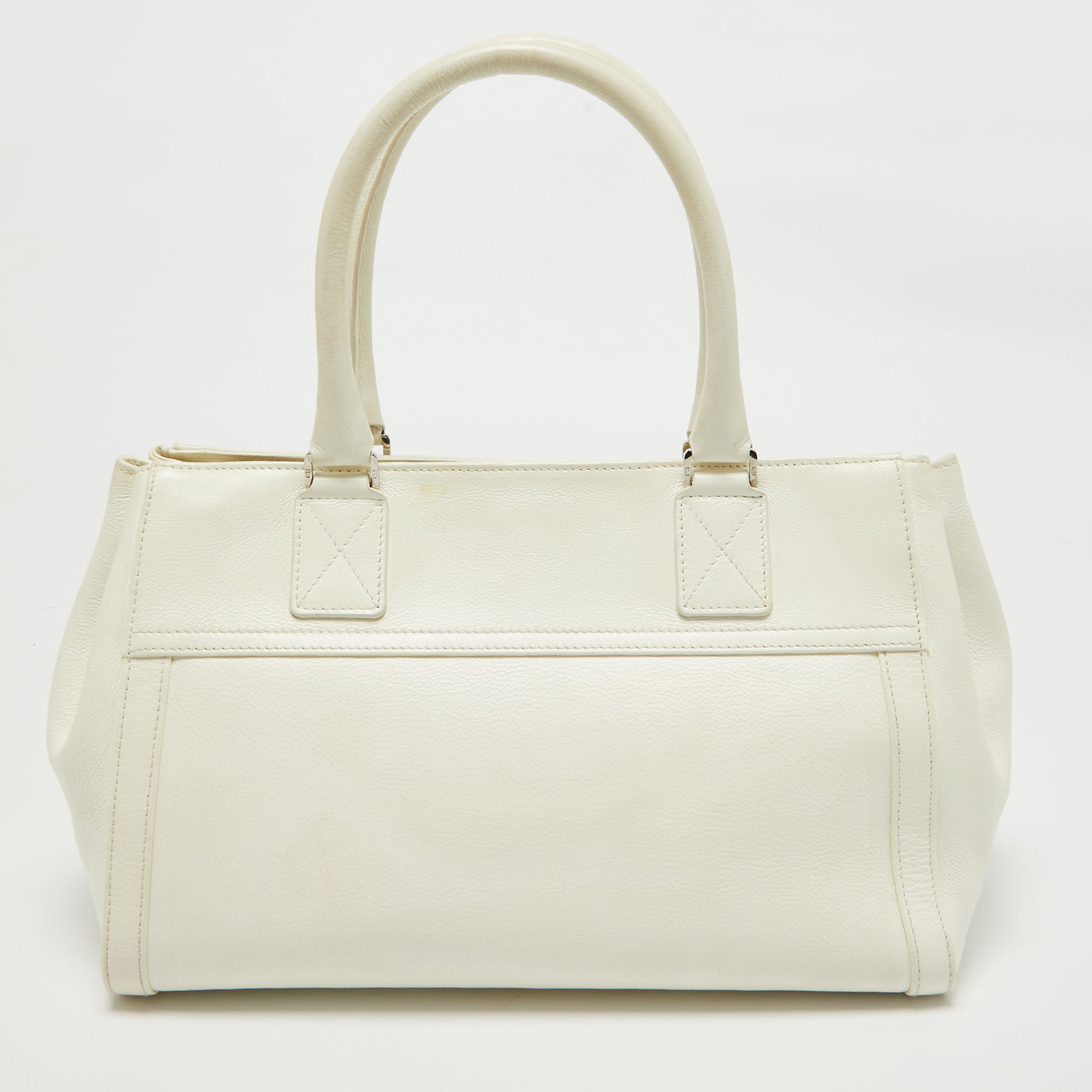 Dior White Leather Flight Tote