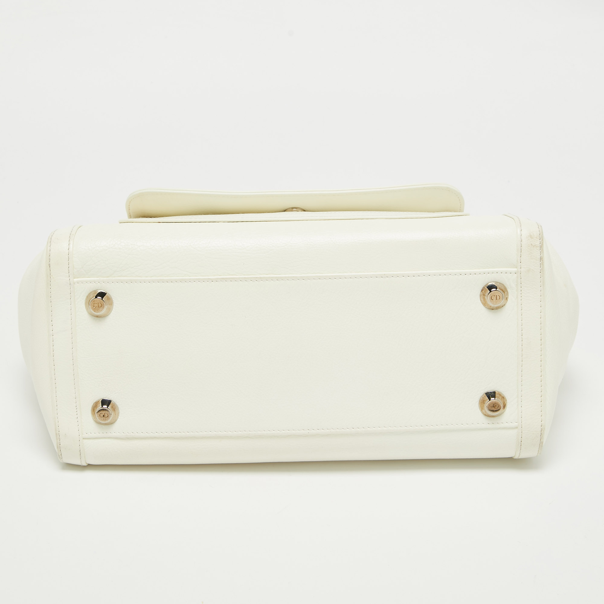 Dior White Leather Flight Tote