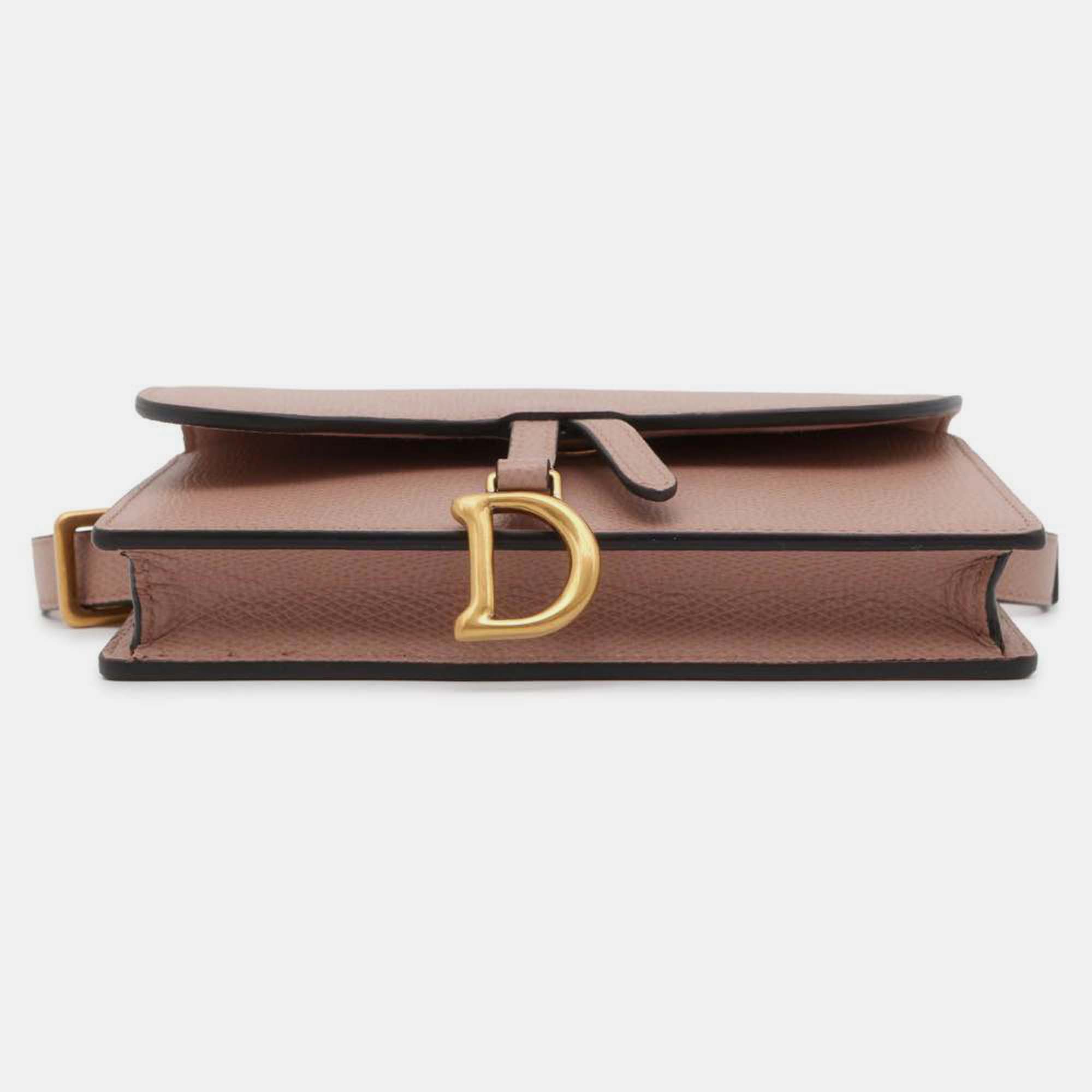 Dior Pink Leather Saddle Belt Bag