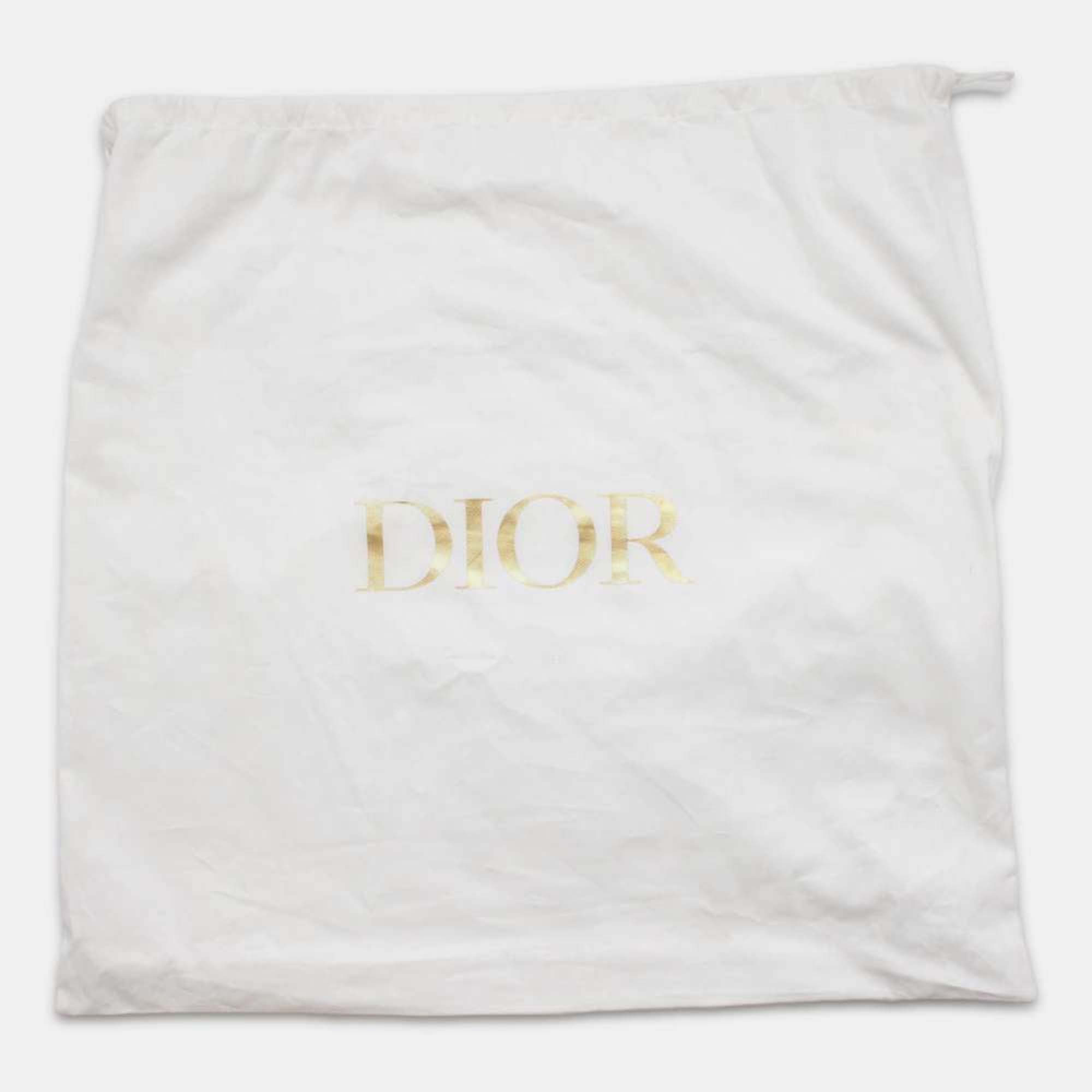 Dior White/Black Canvas Miss Dior Allover Embroidery Book Tote Bag