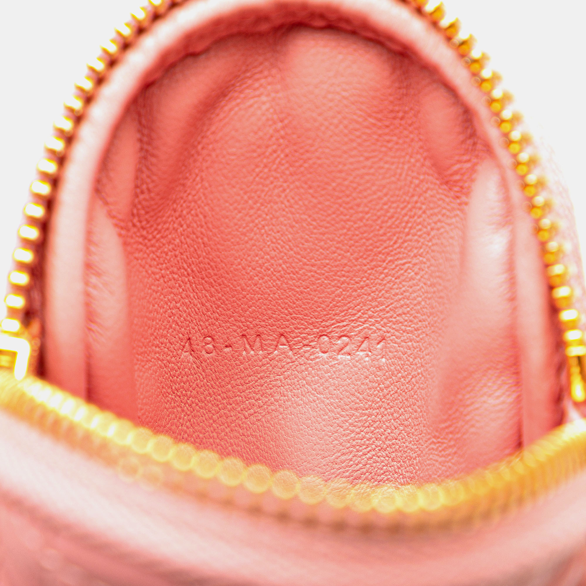 Dior Pink Lambskin Cannage Round Mini Caro Pouch