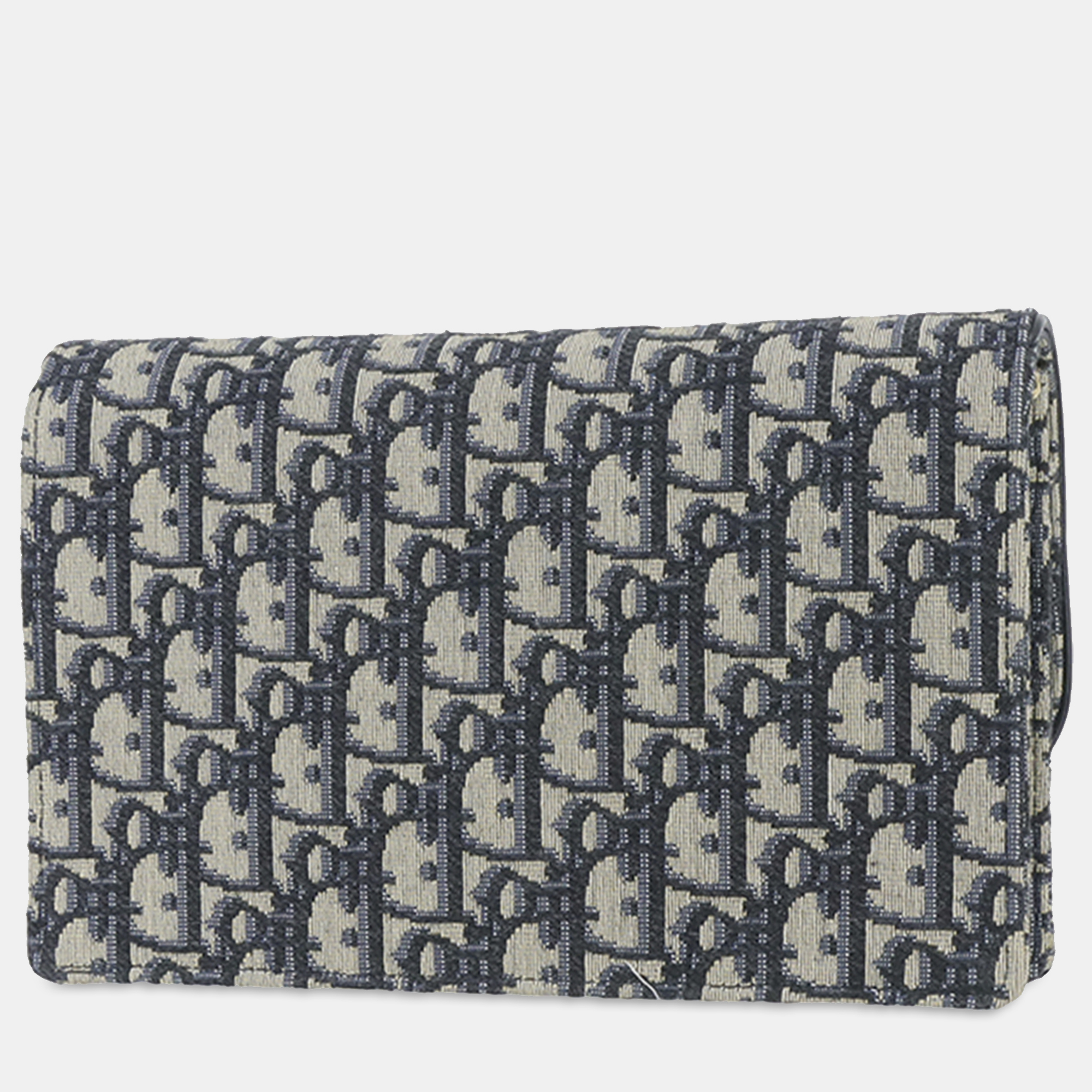 Dior Blue Oblique Canvas Saddle Wallet On Chain