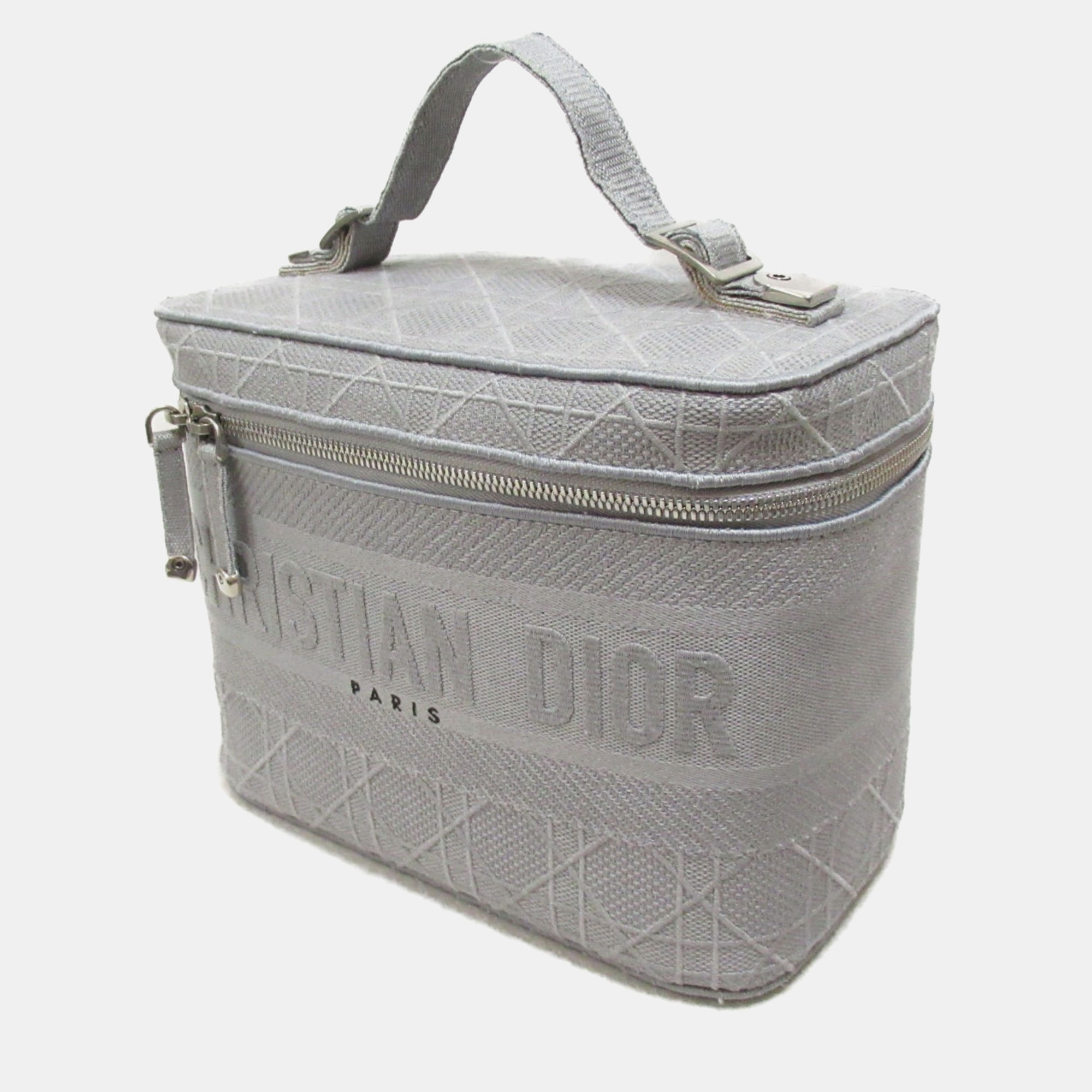 Dior Grey Cannage Embroidery Canvas Dior Travel Vanity Case Bag