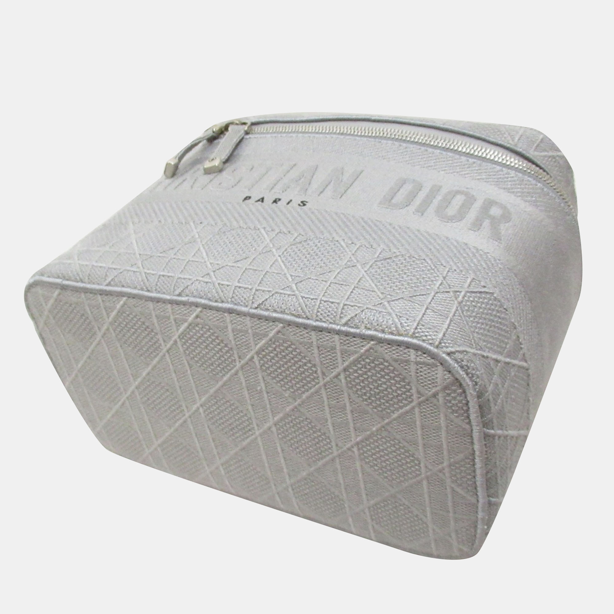 Dior Grey Cannage Embroidery Canvas Dior Travel Vanity Case Bag