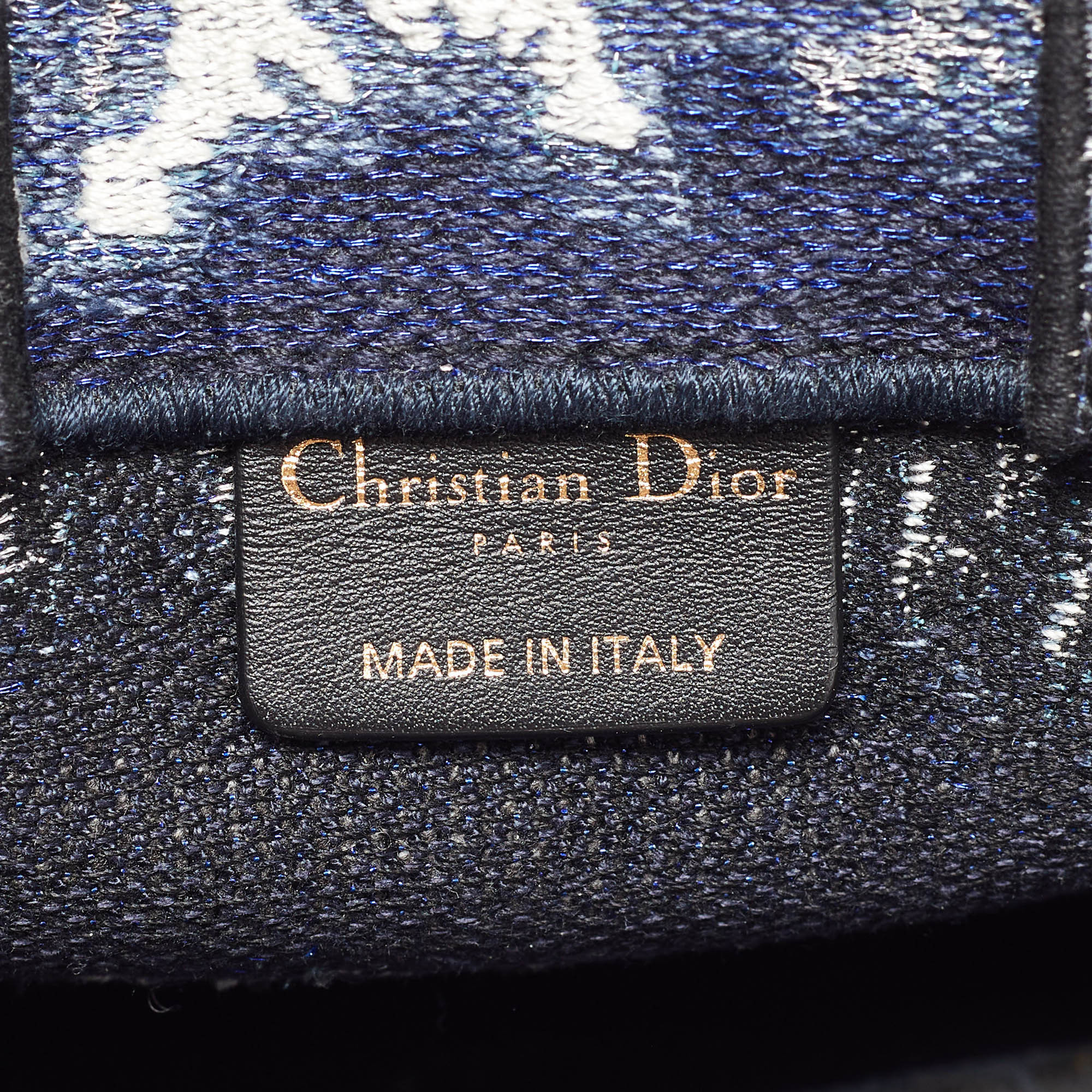 Dior Navy Blue/White Tie Dye Canvas Mini Vertical Dior Book Tote