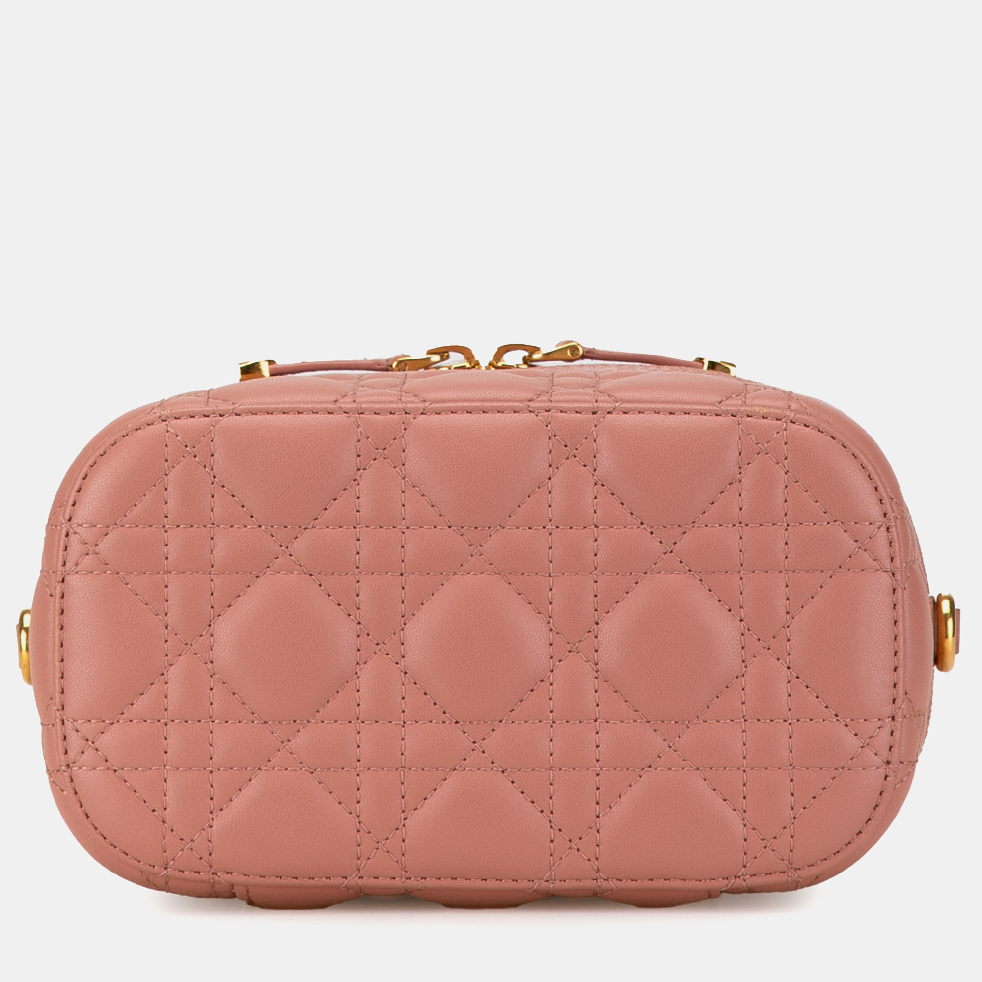 Dior Pink Leather Small Lambskin Cannage Diortravel Vanity Case Bag