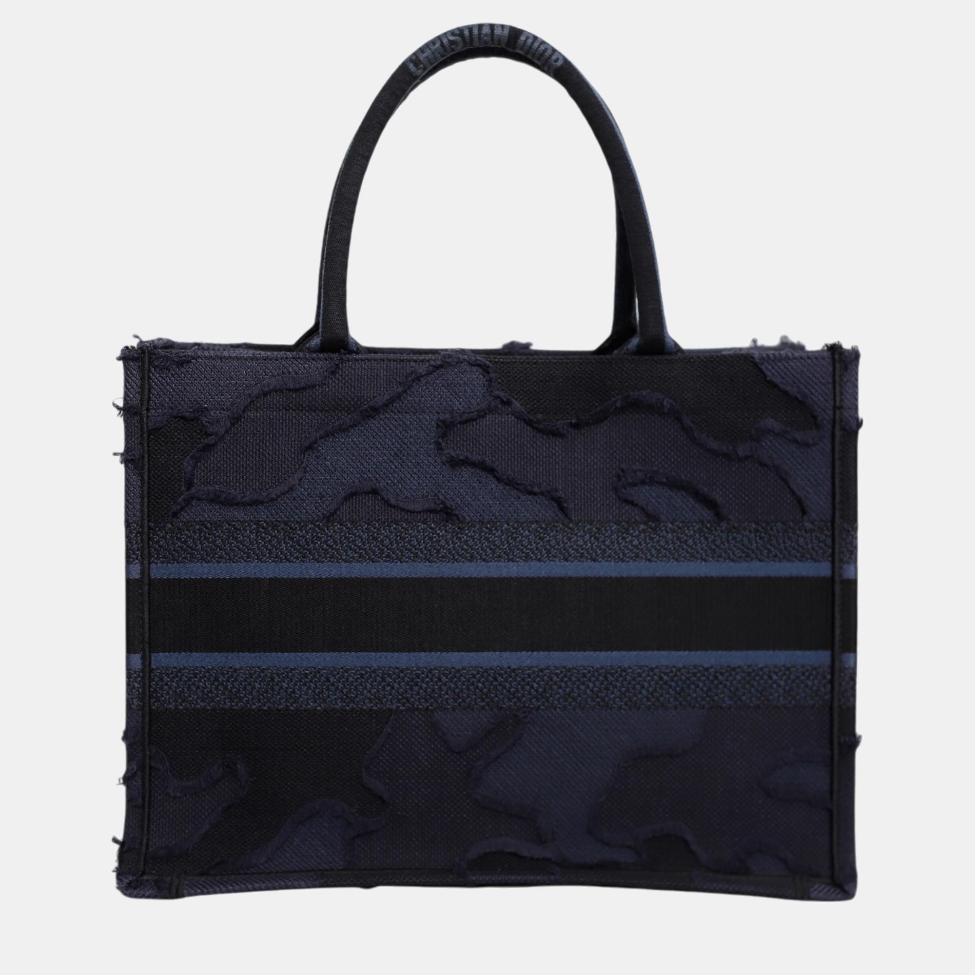 Dior Camouflage Embroidered Canvas Medium Book Tote Bag