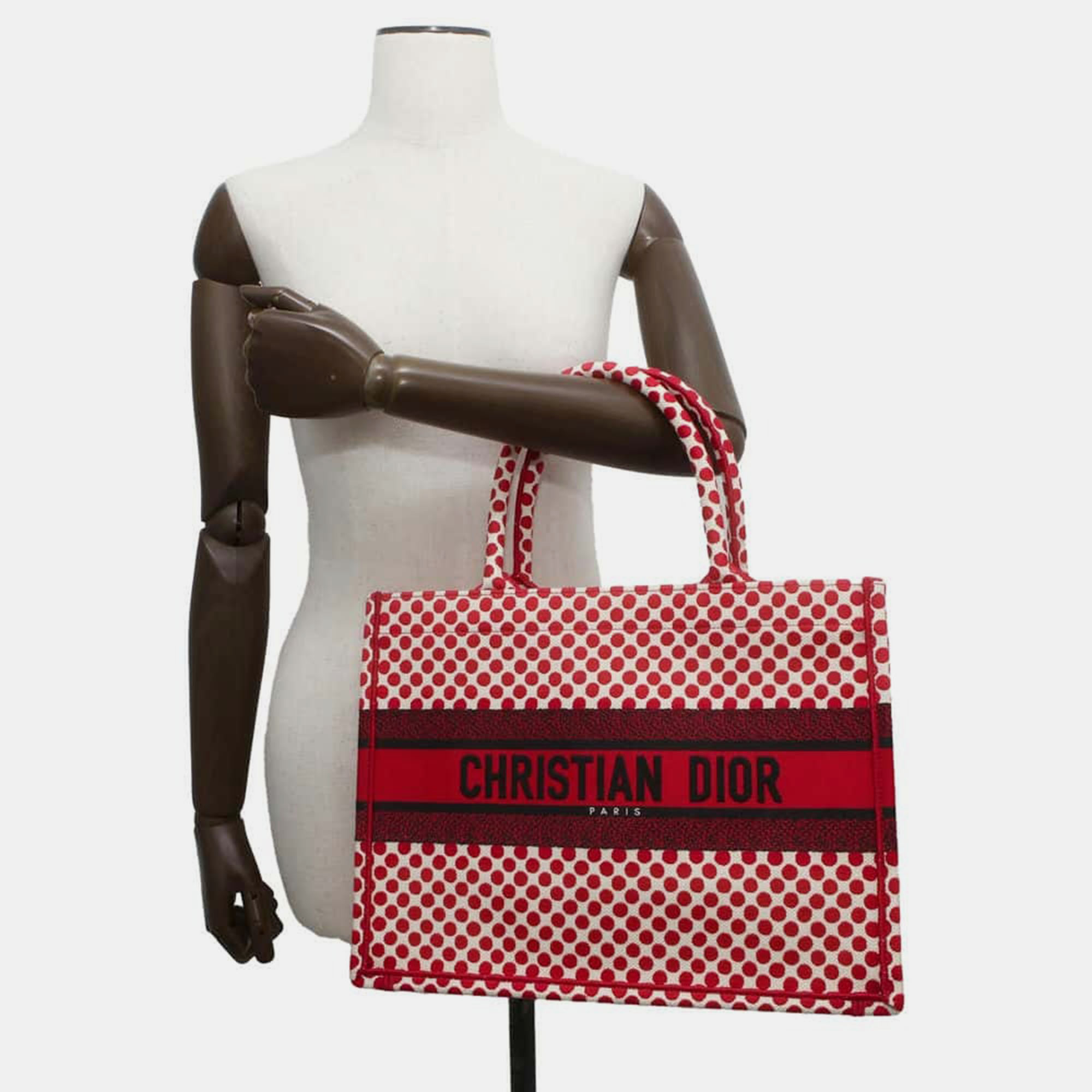 Dior Red/White/Black Canvas Book Tote PolkadotSize Medium