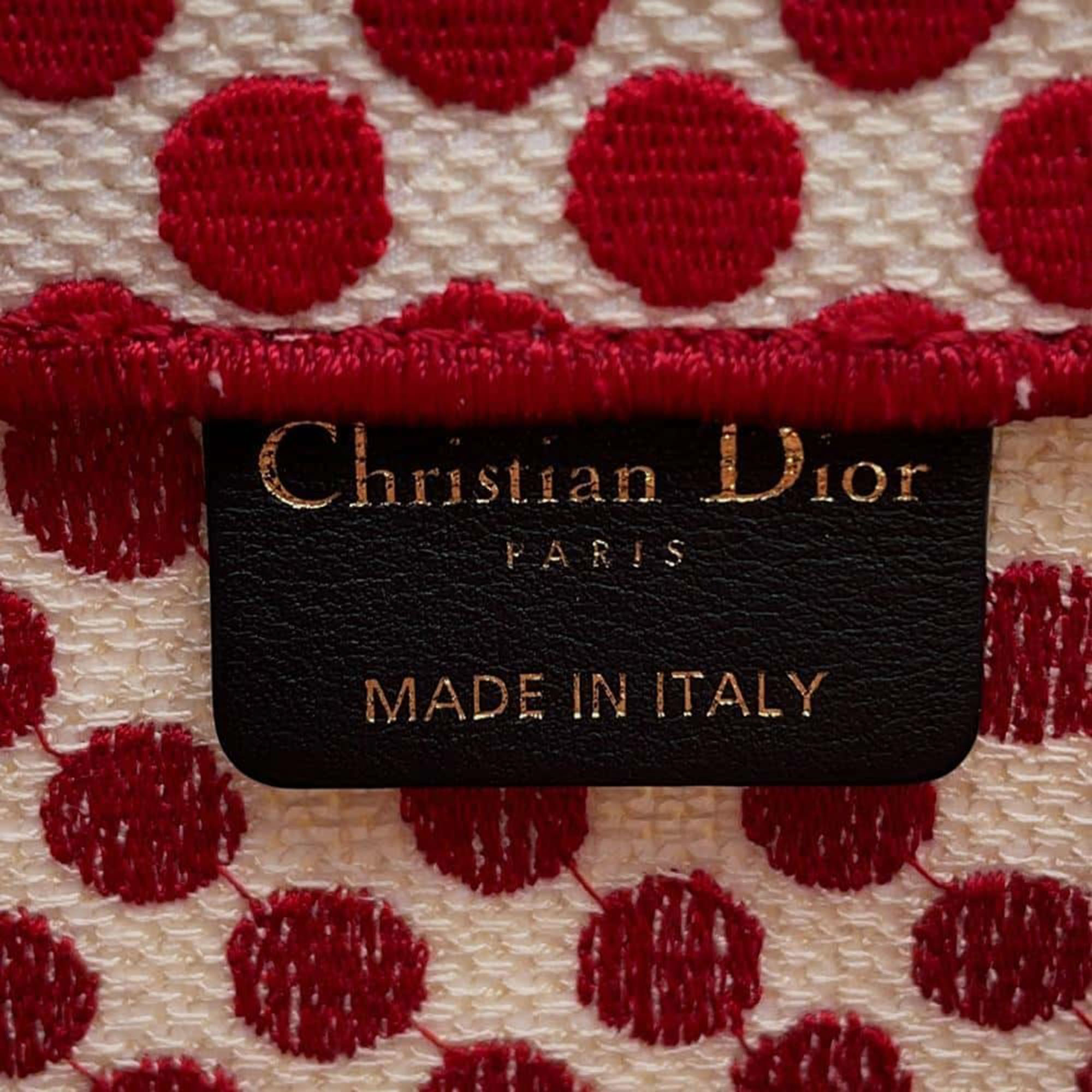 Dior Red/White/Black Canvas Book Tote PolkadotSize Medium