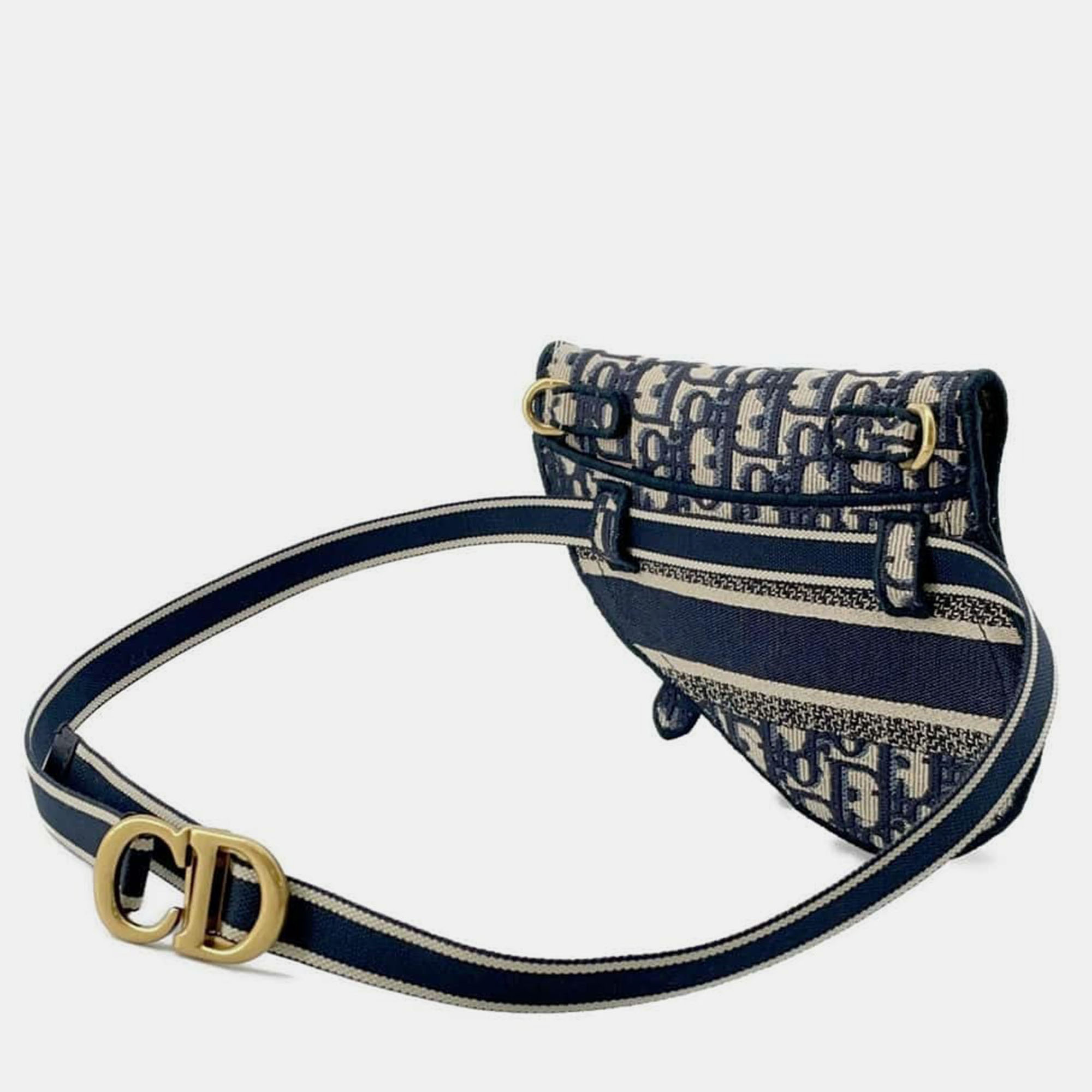 Dior Navy Canvas Oblique Saddle Waist Bag