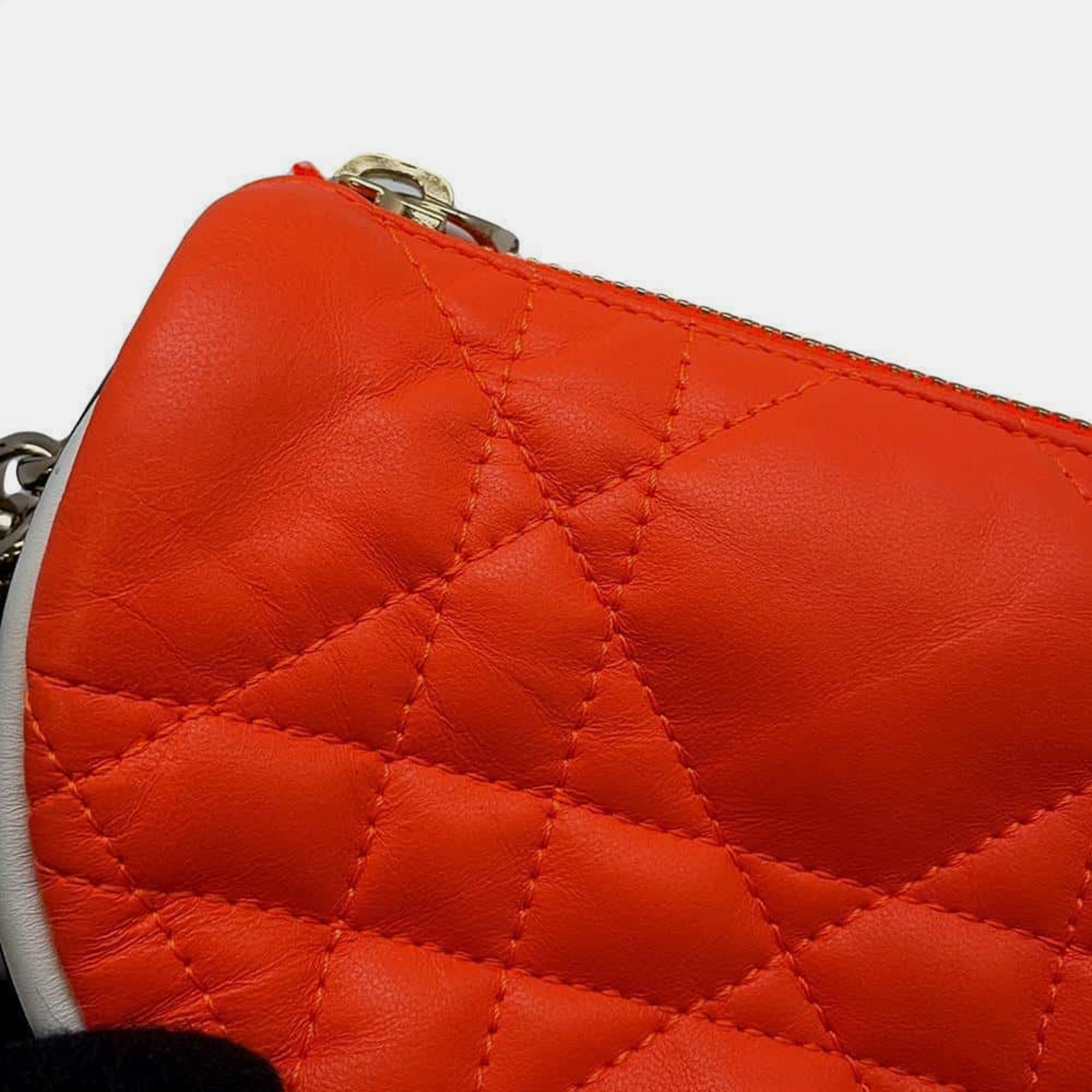 Dior Orange Leather Vibe Hobo Shoulder Bag Size Mini