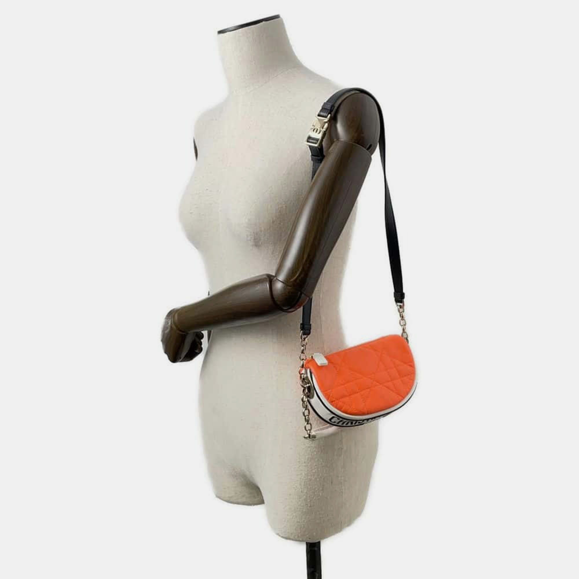 Dior Orange Leather Vibe Hobo Shoulder Bag Size Mini