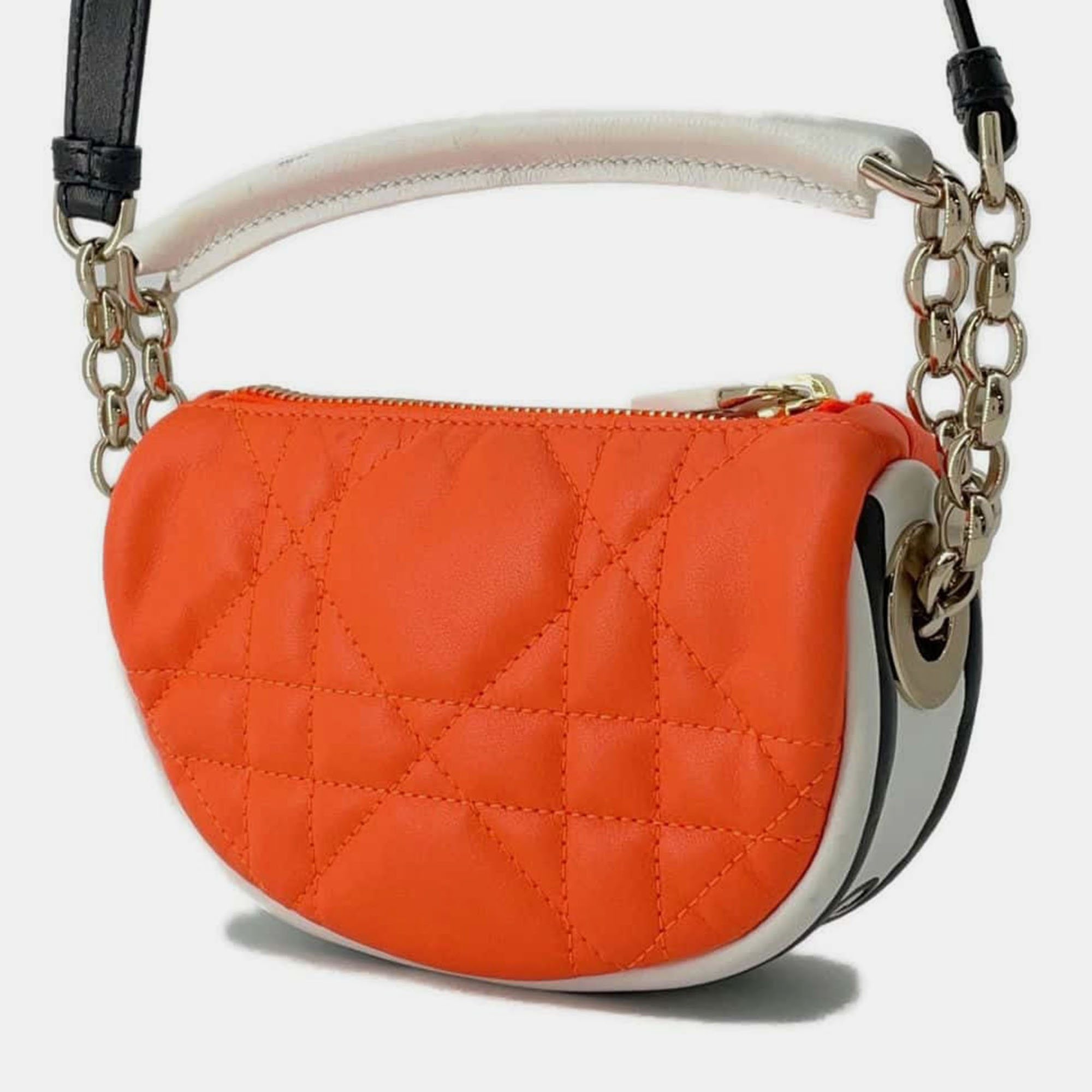 Dior Orange Leather Vibe Hobo Shoulder Bag Size Mini