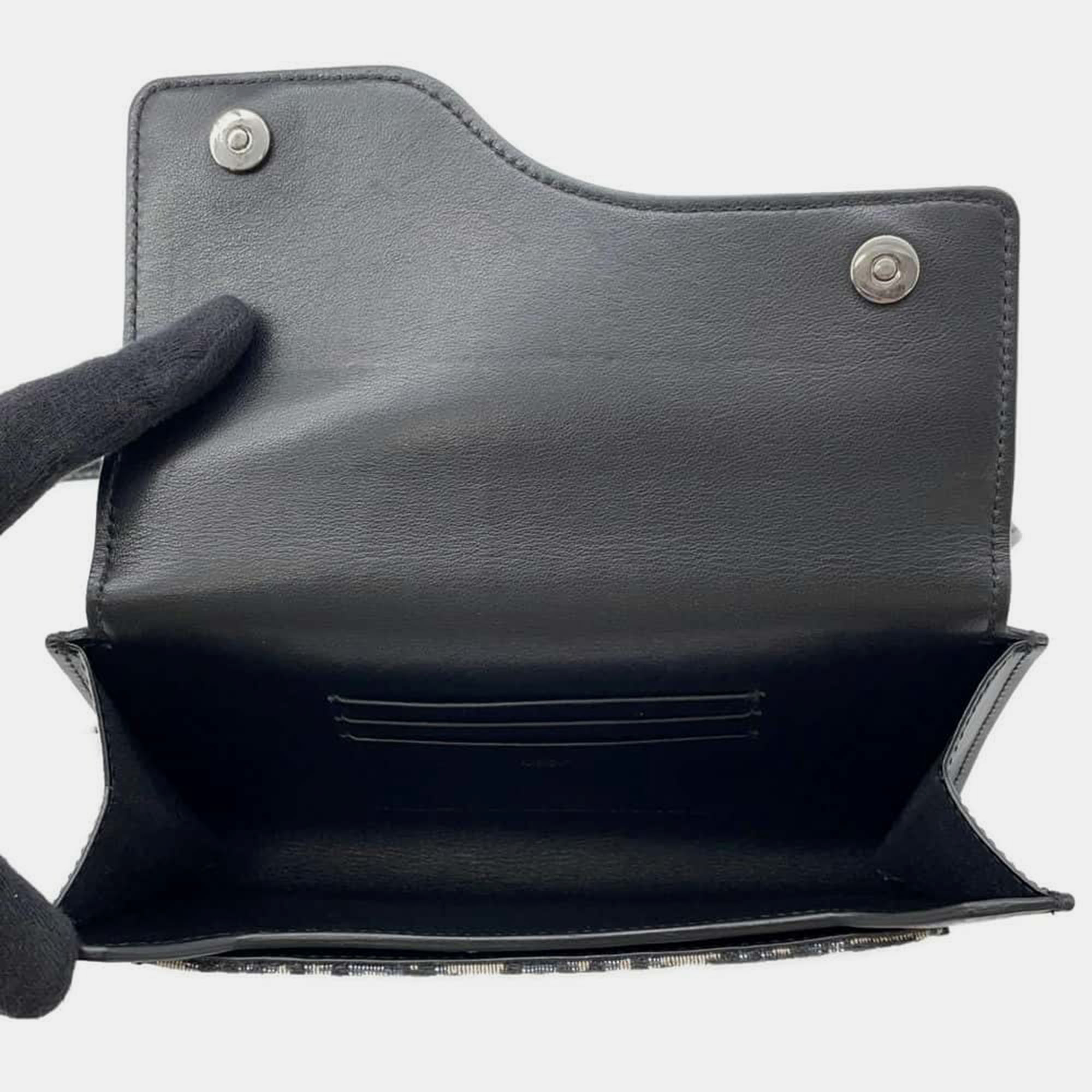 Dior Black Leather Oblique Saddle Messenger Pouch