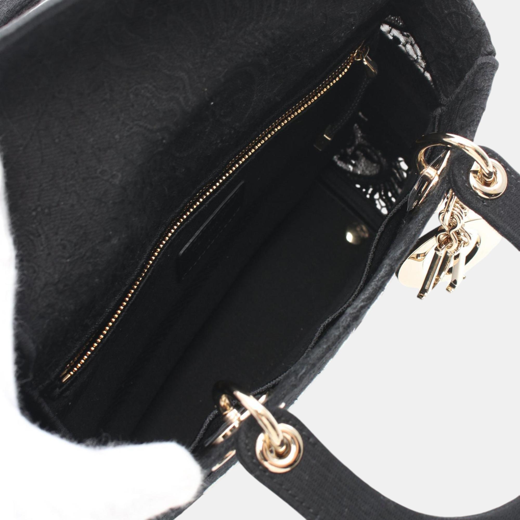 Dior Black Canvas Dior Lady D-Lite Medium Handbag