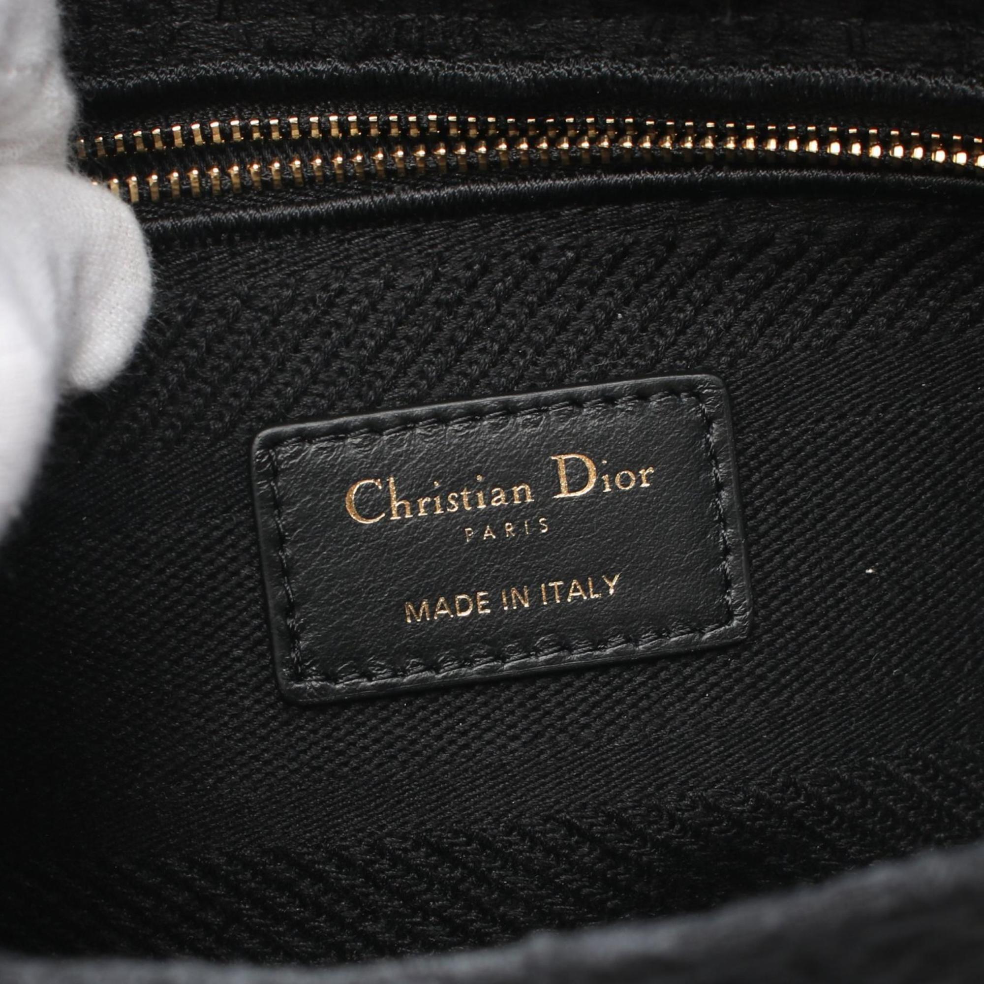 Dior Black Canvas Dior Lady D-Lite Medium Handbag