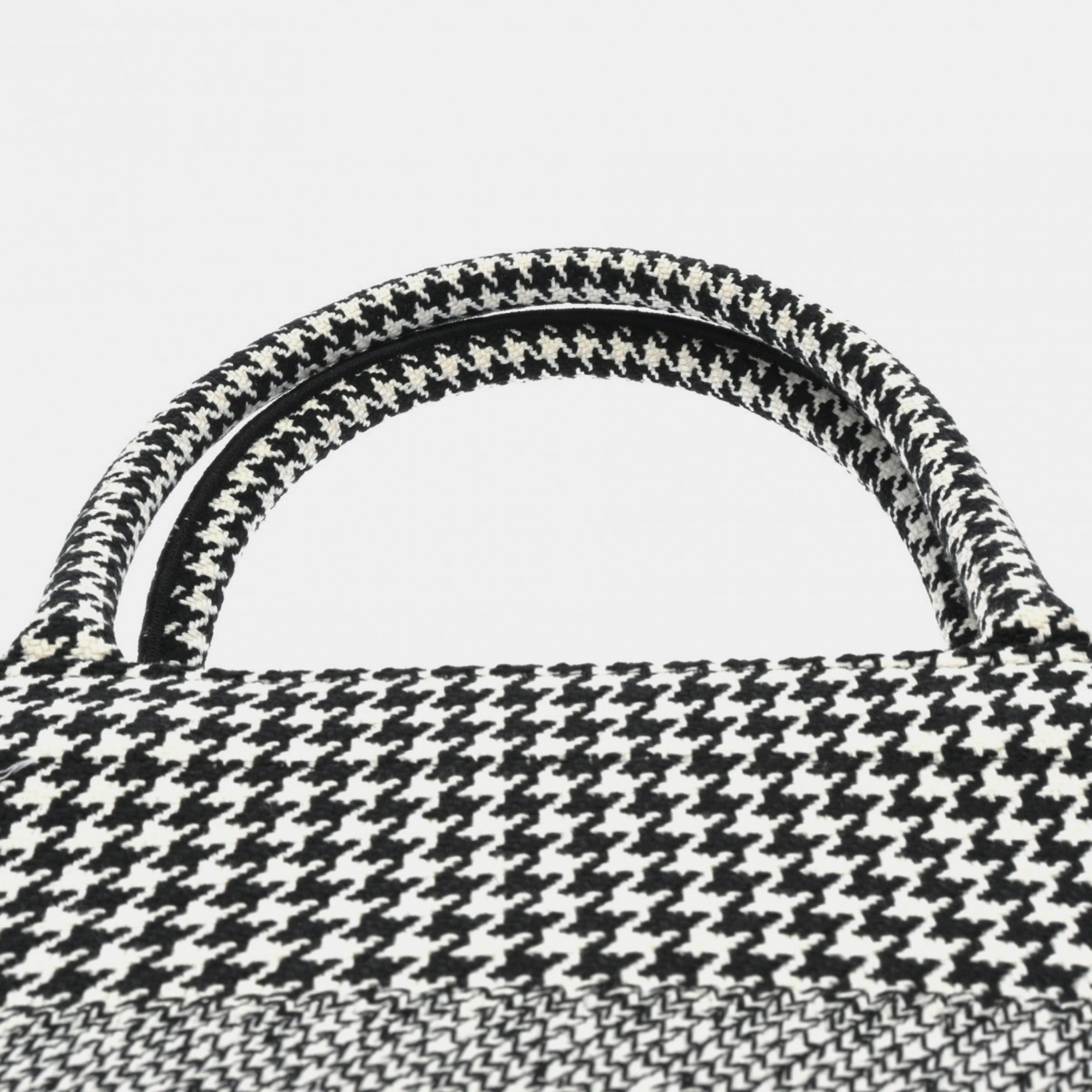 Christian Dior Book Tote Medium Houndstooth Black/White  Canvas Handbag