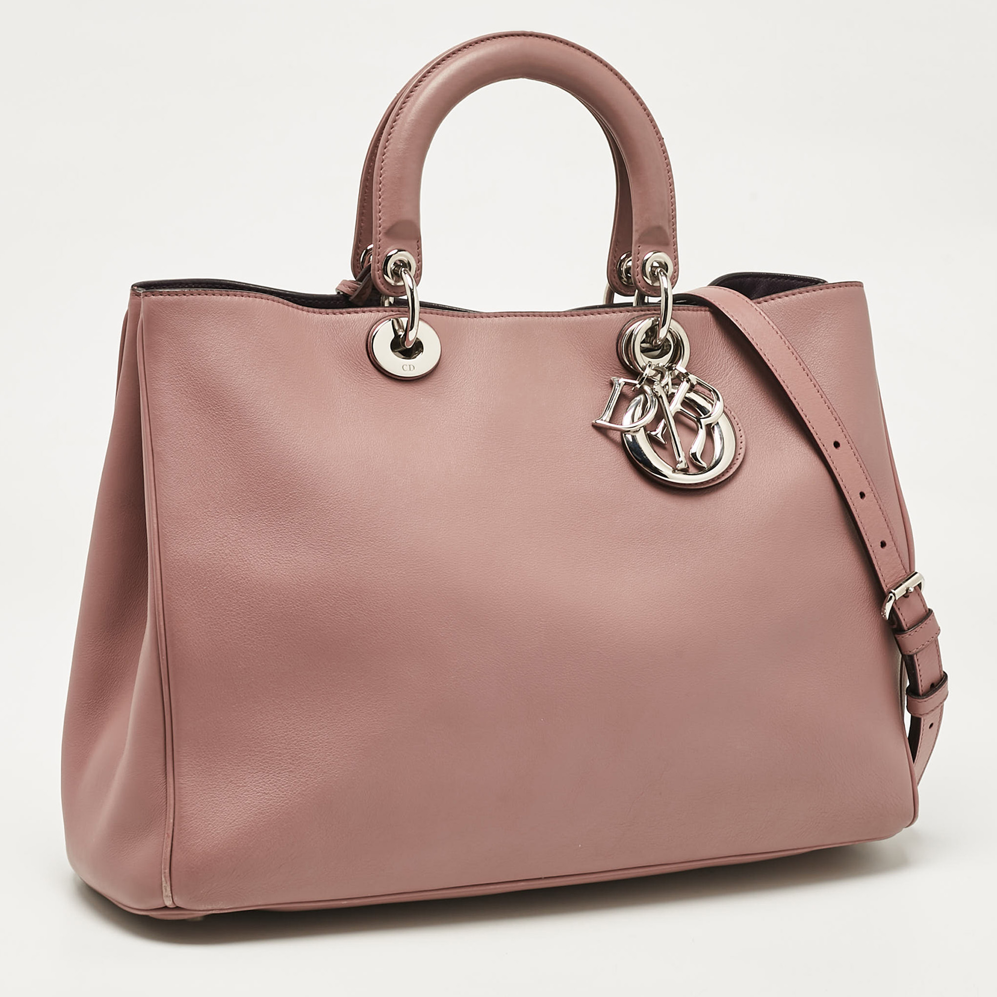 Dior Old Rose Leather Large Diorissimo Shopper Tote