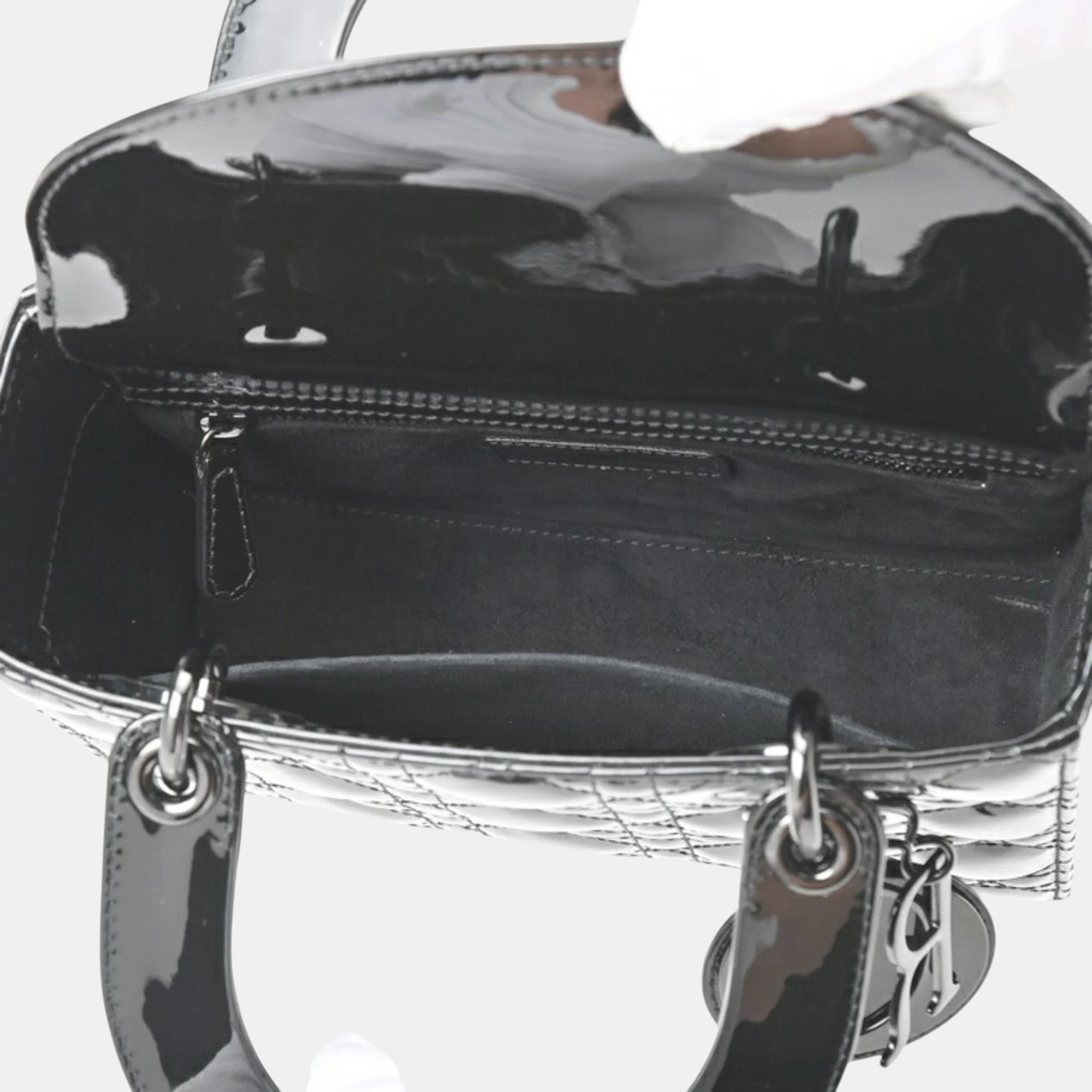 Christian Dior Patent Leather Black Dior Lady Small Shoulder Bag