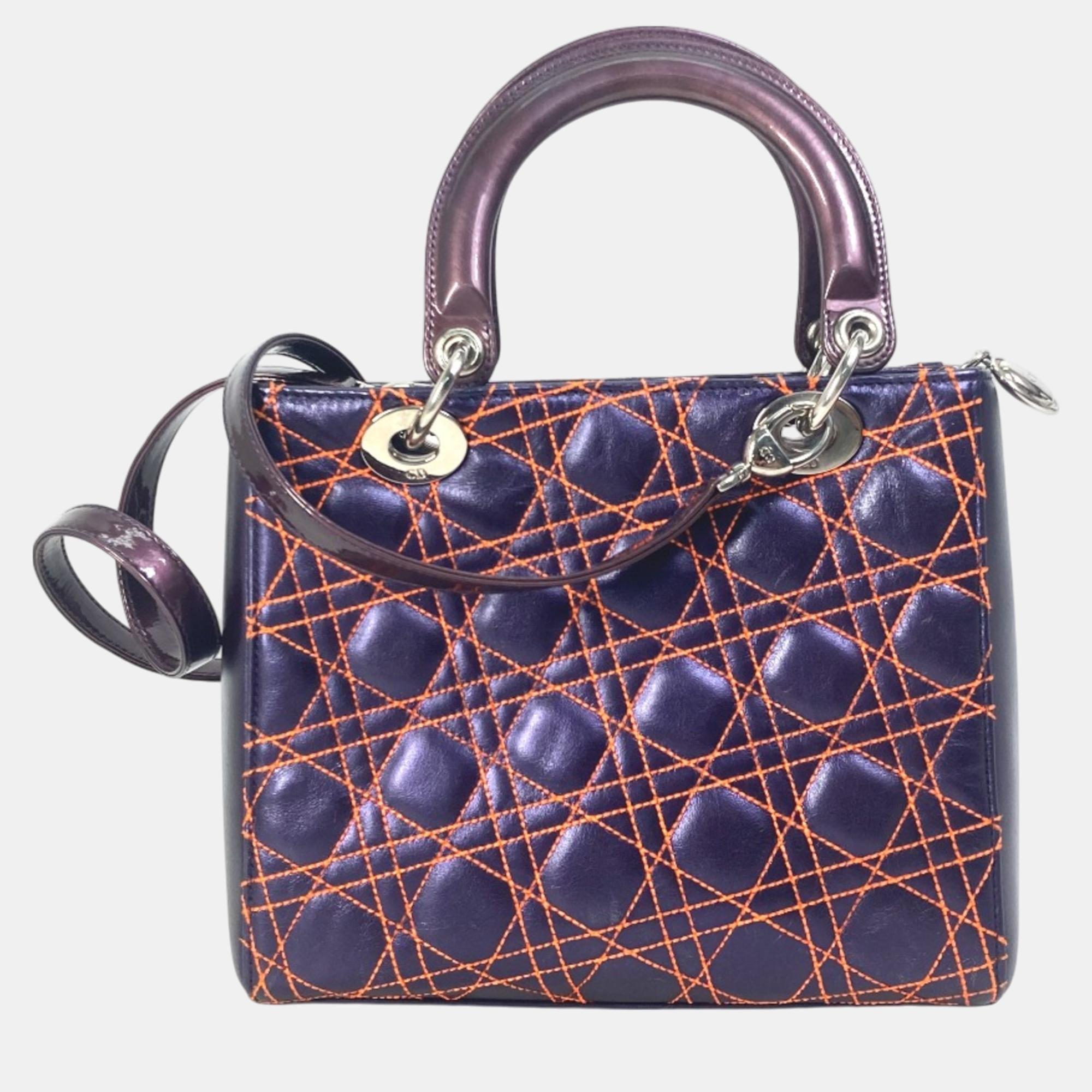 Dior Purple Orange Cannage Quilted Bag