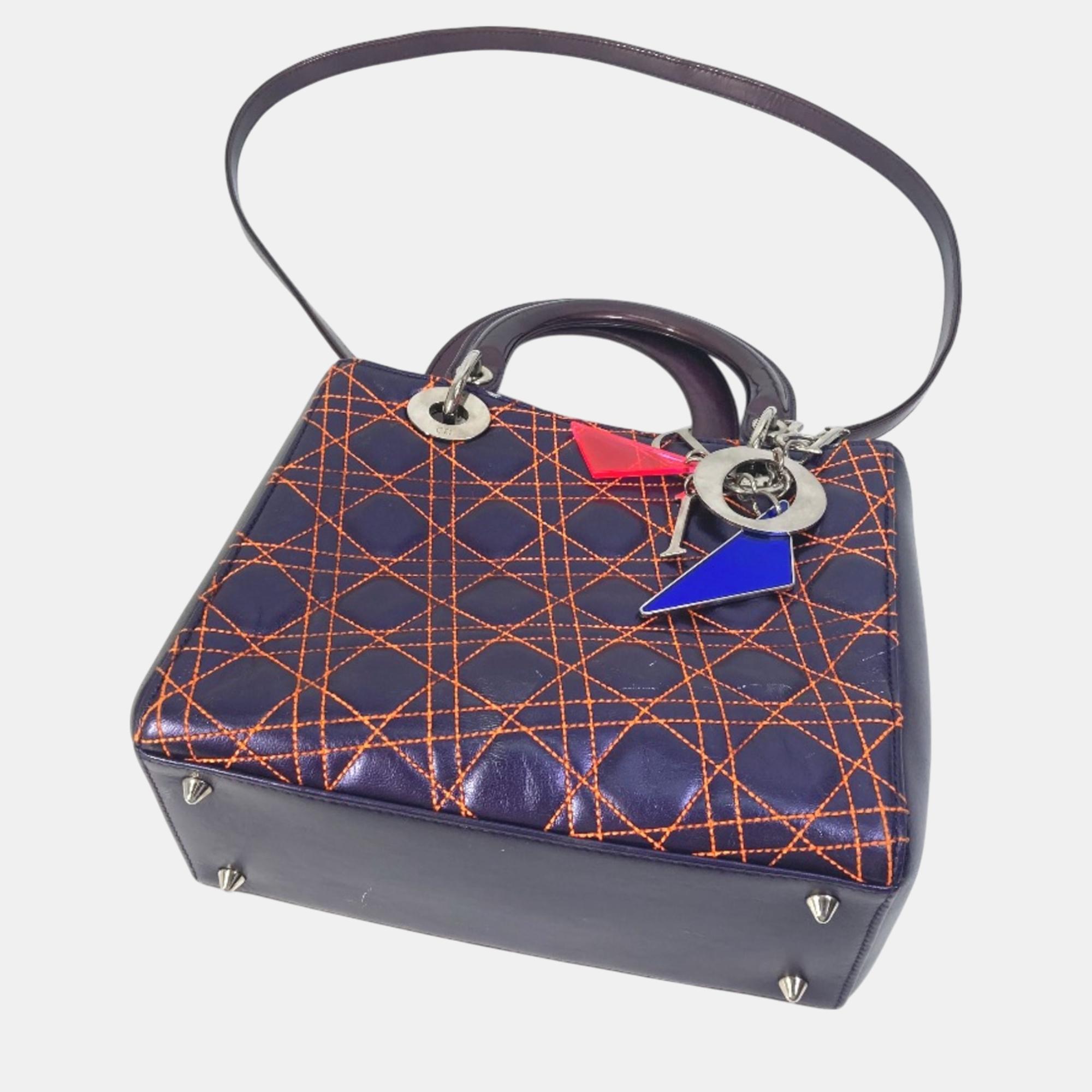 Dior Purple Orange Cannage Quilted Bag