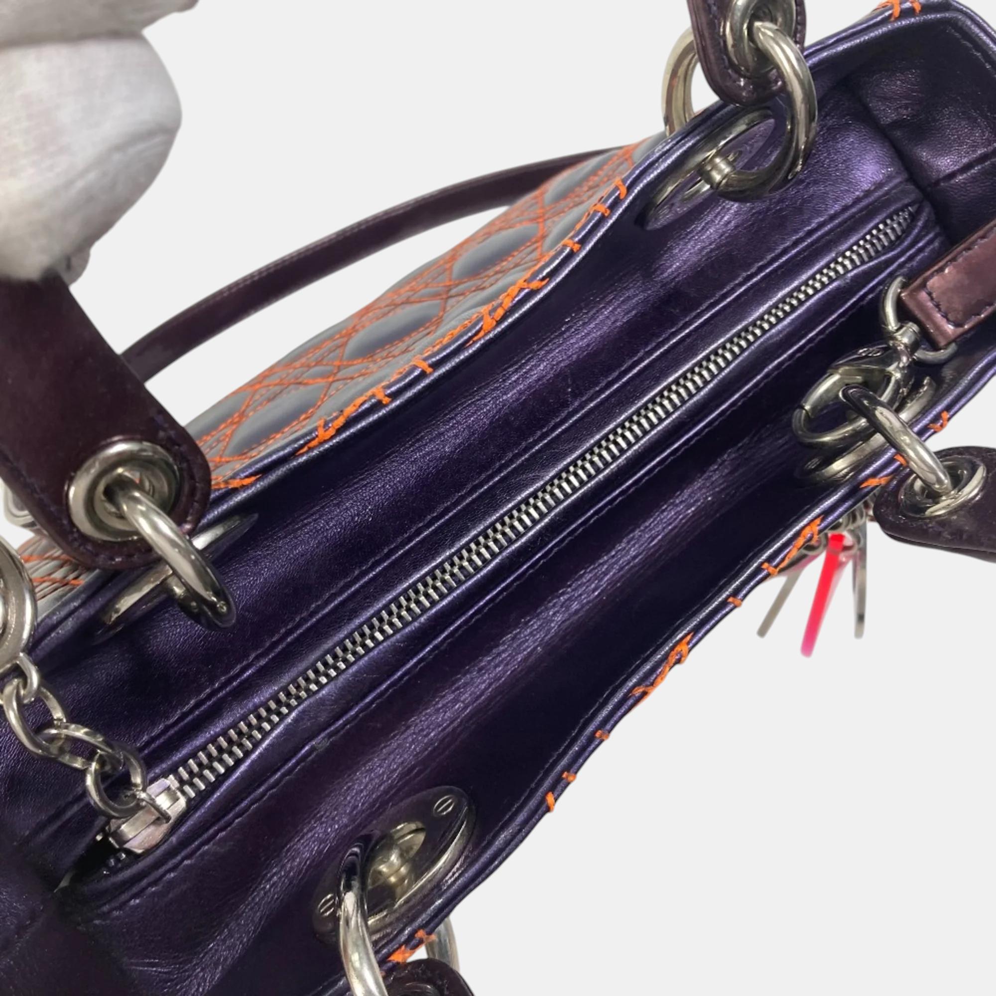 Dior Purple Orange Cannage Quilted Bag