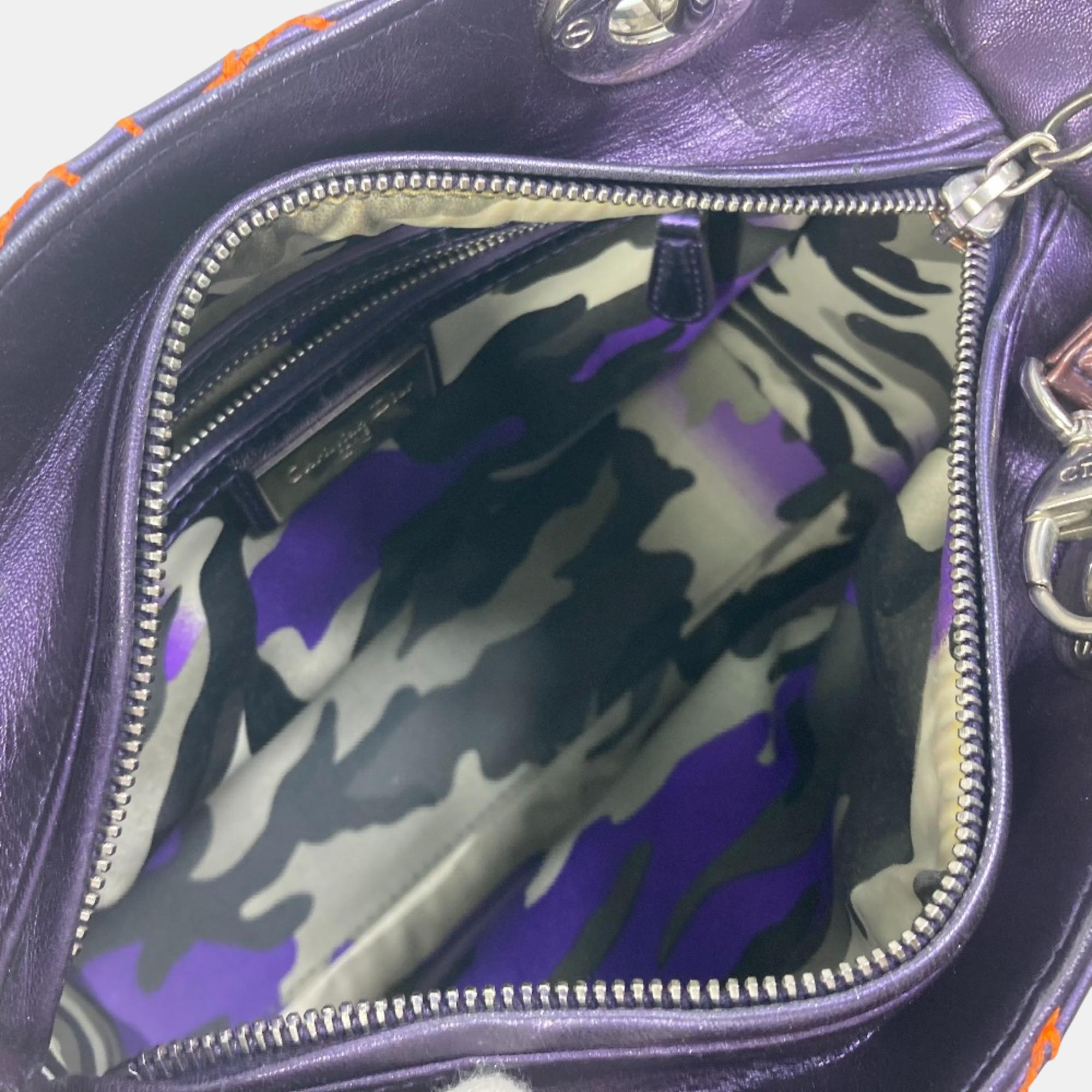 Dior Purple Orange Cannage Quilted Bag