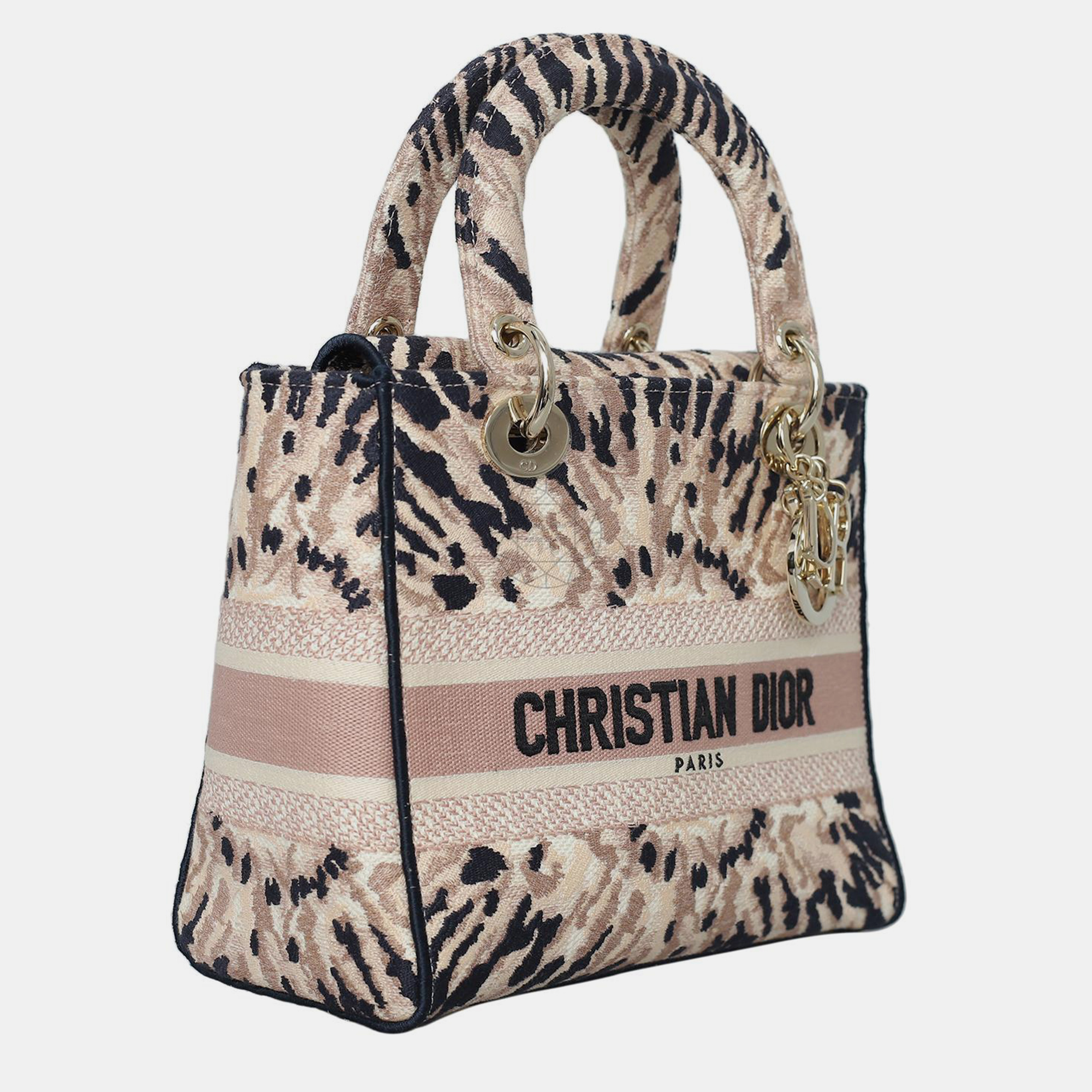 Christian Dior Medium Tie Dye Embroidery Canvas Lady D-Lite Bag