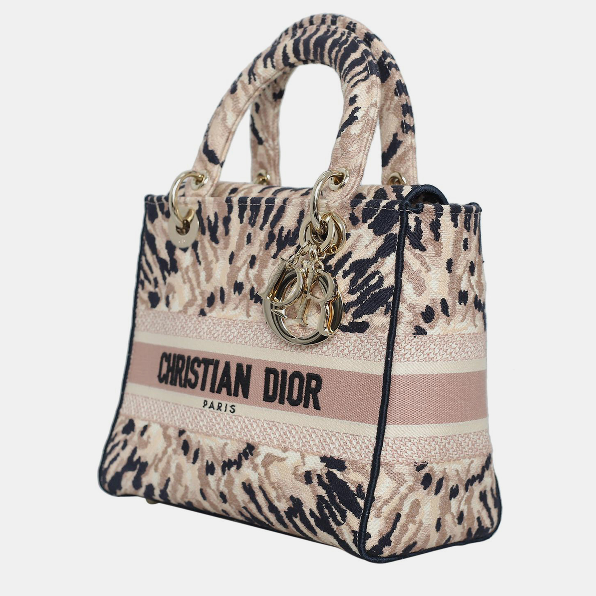 Christian Dior Medium Tie Dye Embroidery Canvas Lady D-Lite Bag