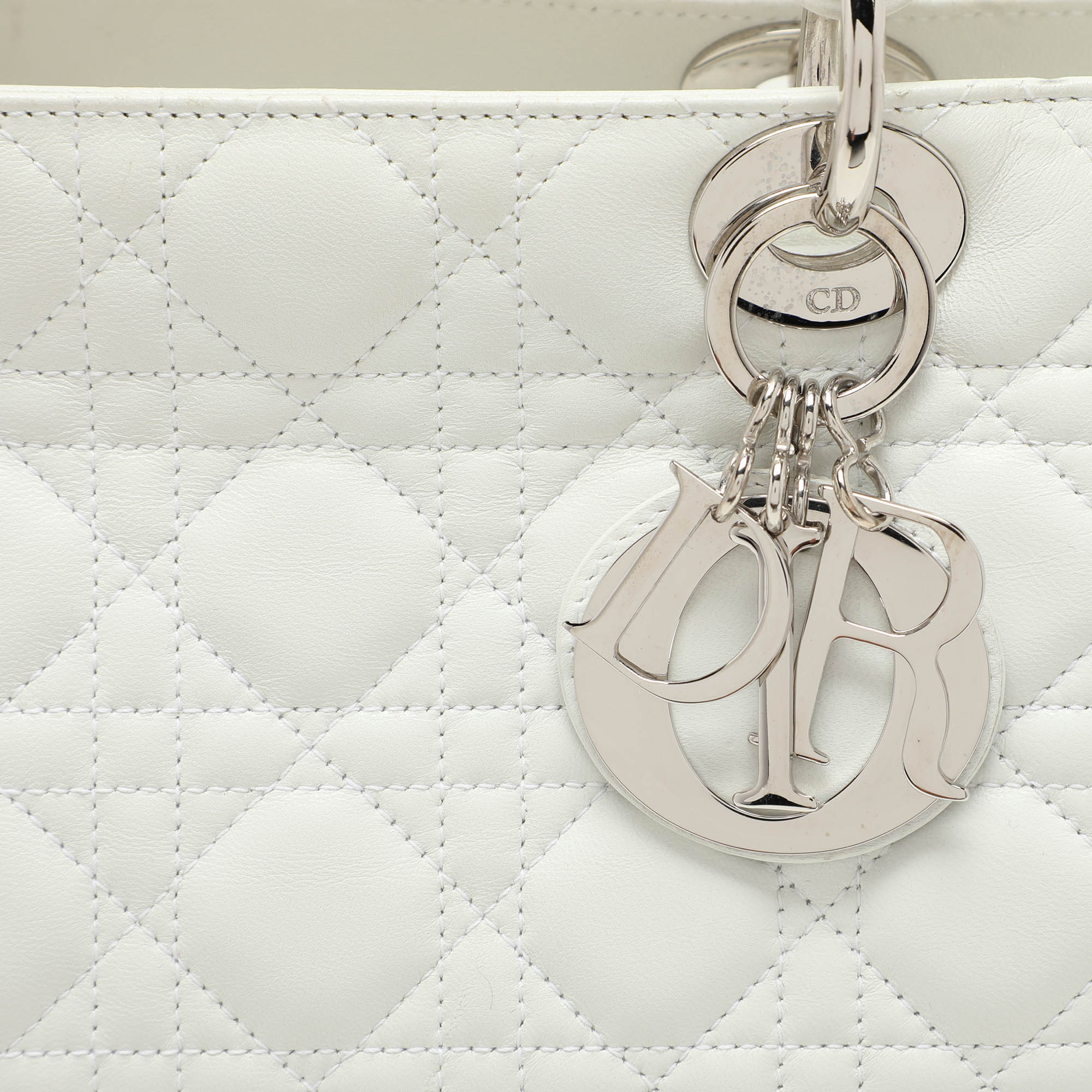 Dior White Cannage Leather Large Lady Dior Tote