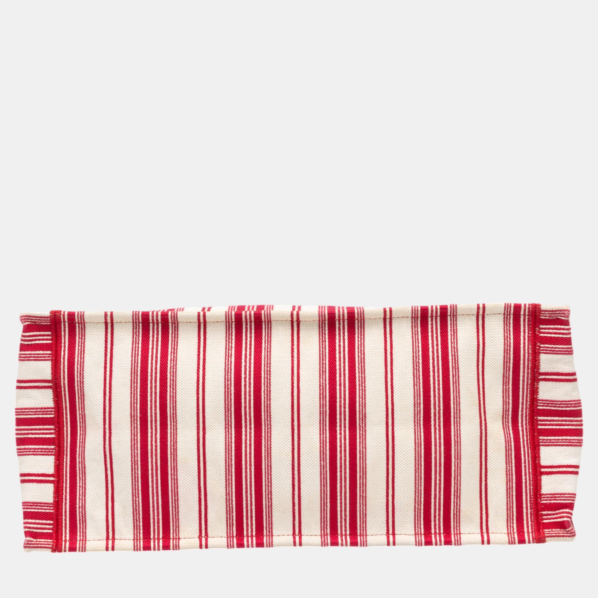 Dior Red Large Striped Book Tote